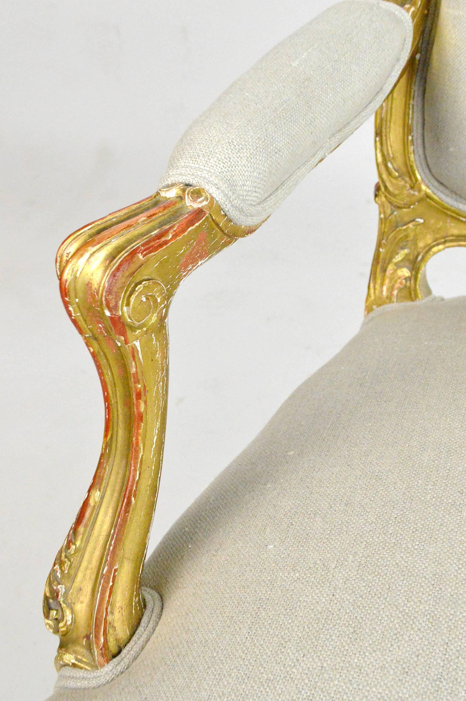 Louis XV Style Giltwood Armchair In Good Condition In Atlanta, GA