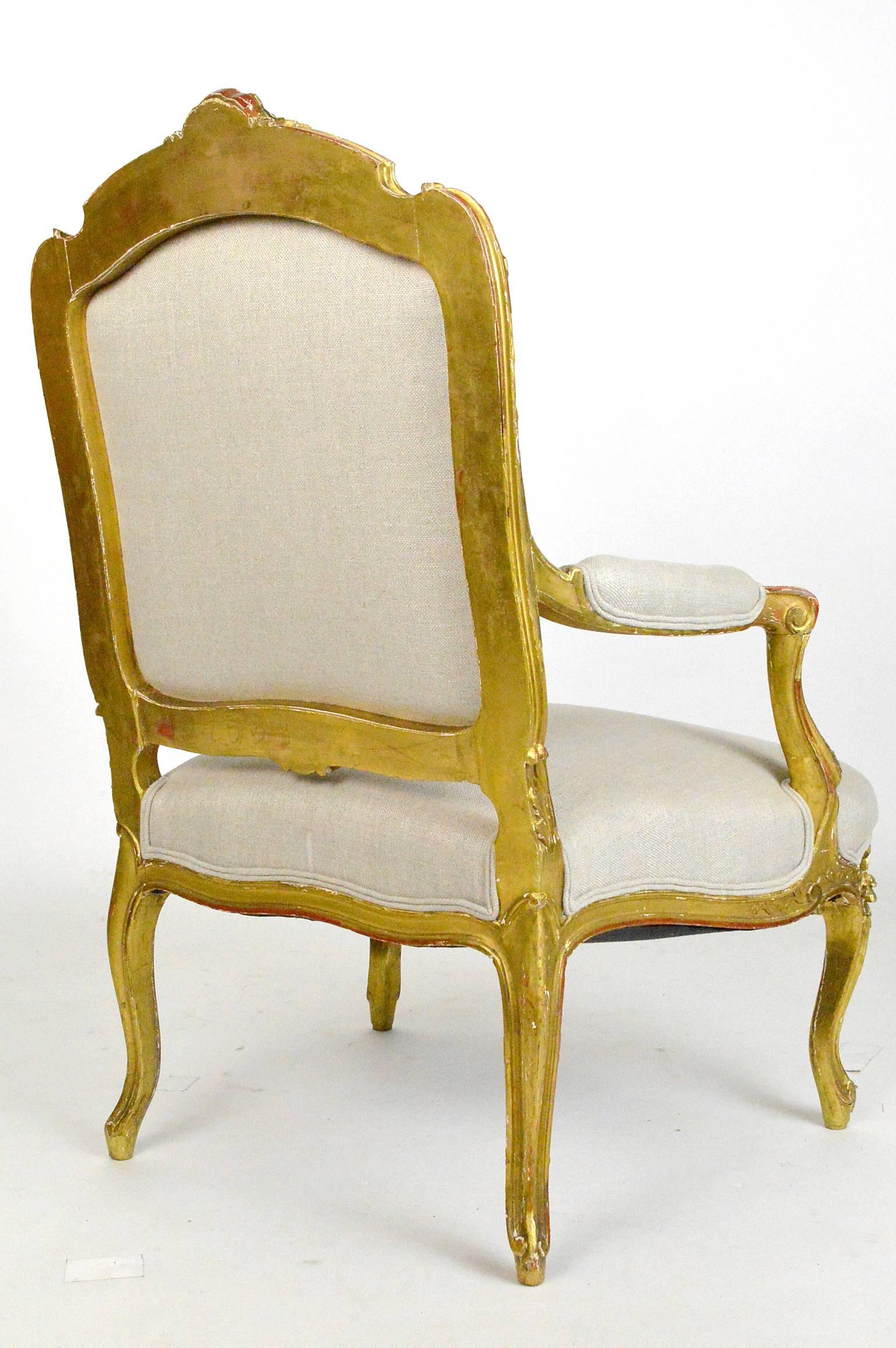 Louis XV Style Giltwood Armchair 1