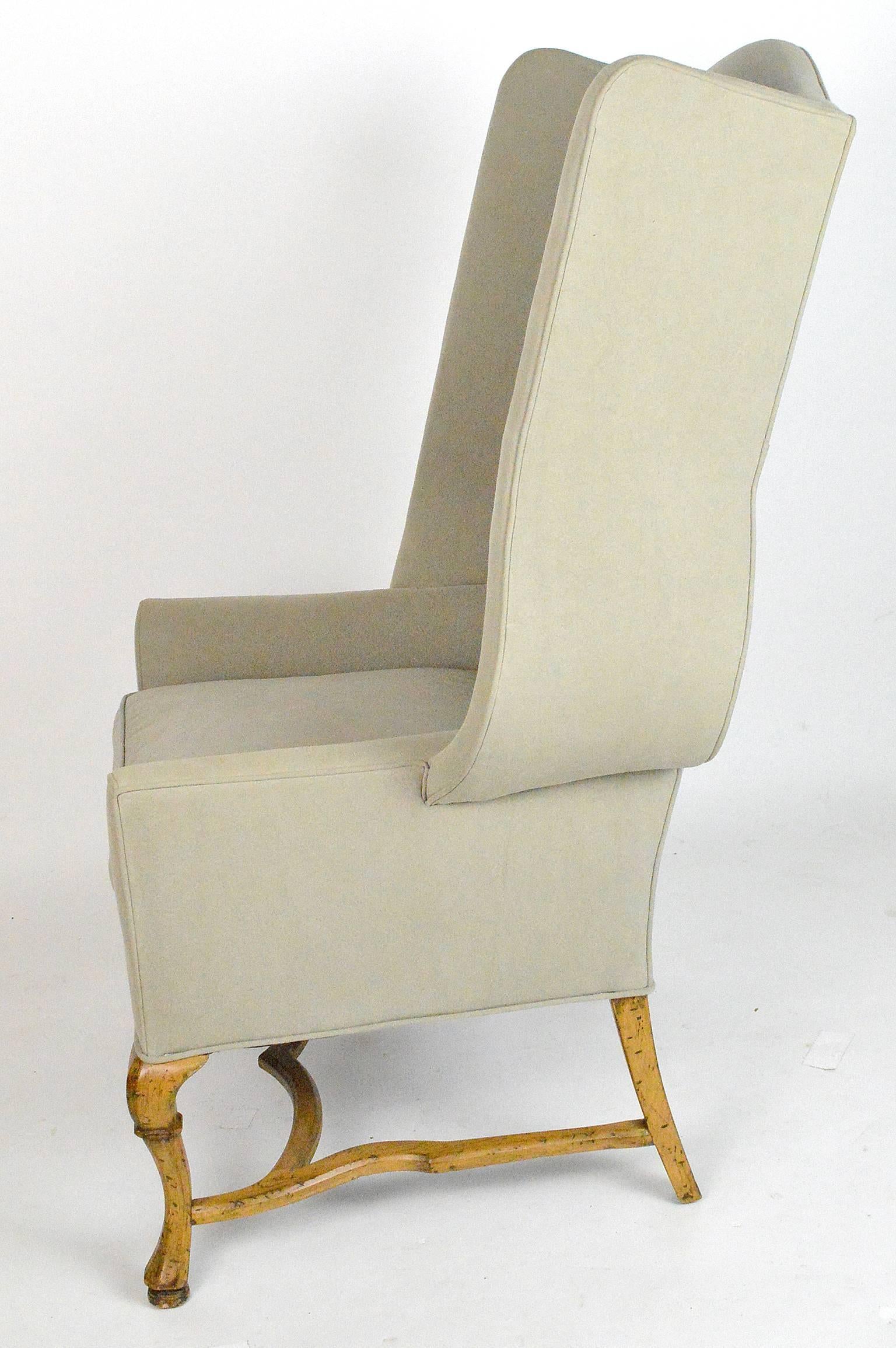 Large-Scale French Country Style Wingback Chair In Good Condition For Sale In Atlanta, GA