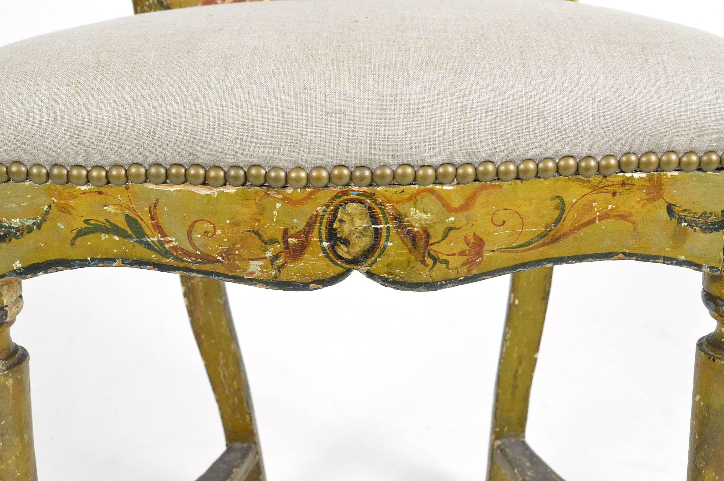 Pair of Venetian Painted Side Chairs For Sale 1