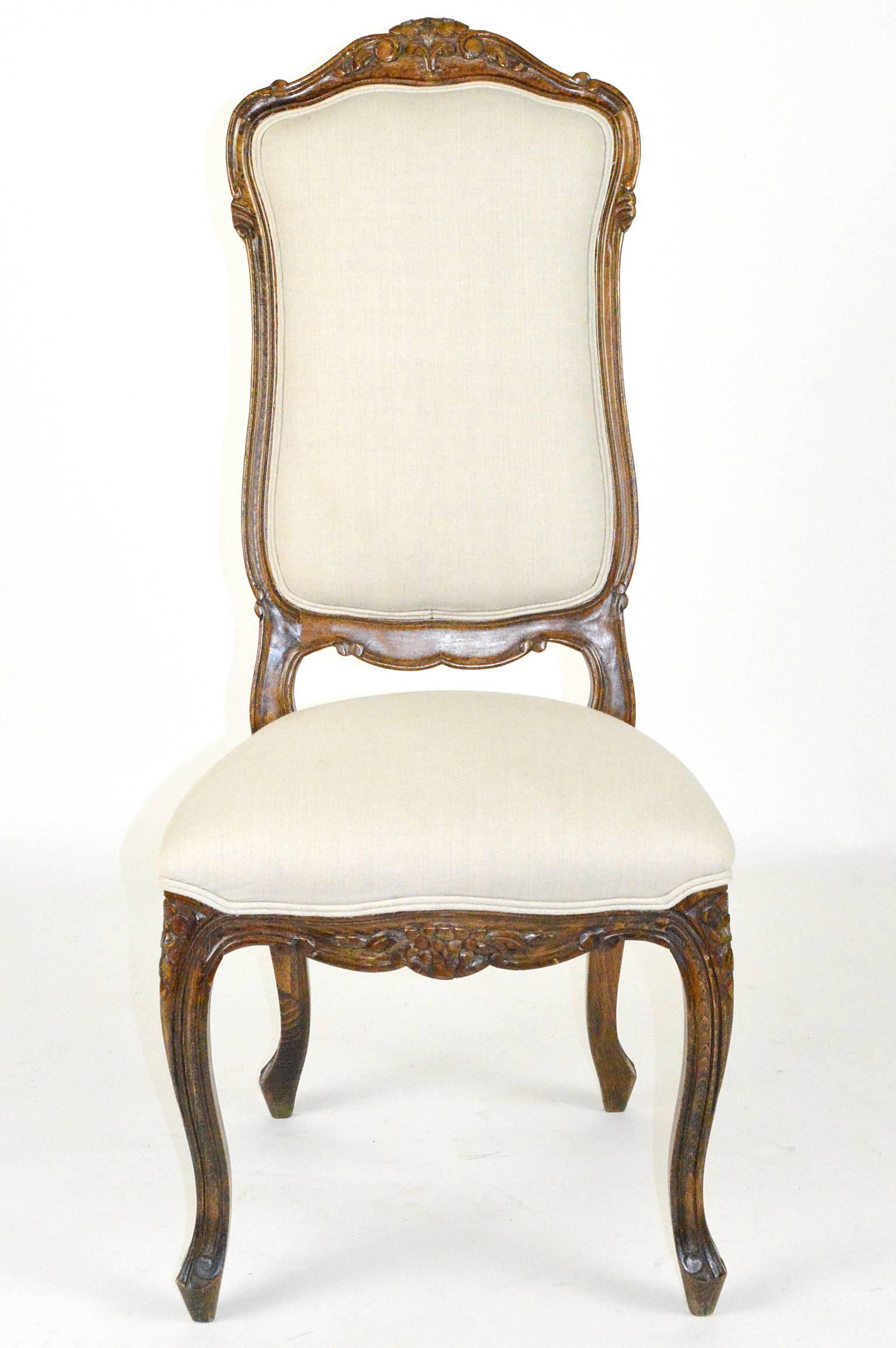 Set of Four Louis XVI Style Fruitwood High Back Side Chairs In Good Condition For Sale In Atlanta, GA