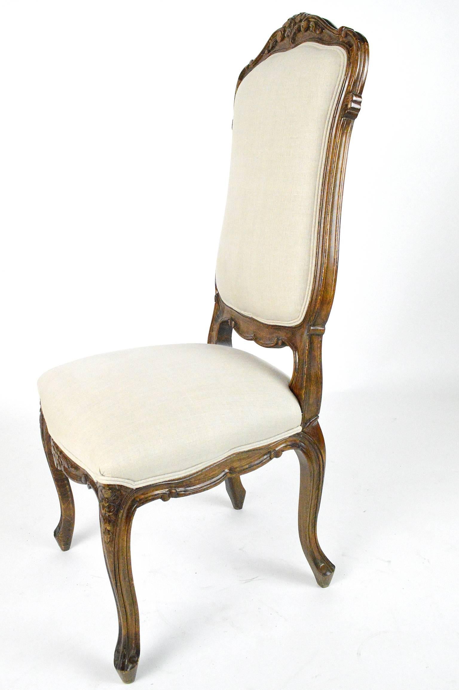 Set of Four Louis XVI Style Fruitwood High Back Side Chairs For Sale 2