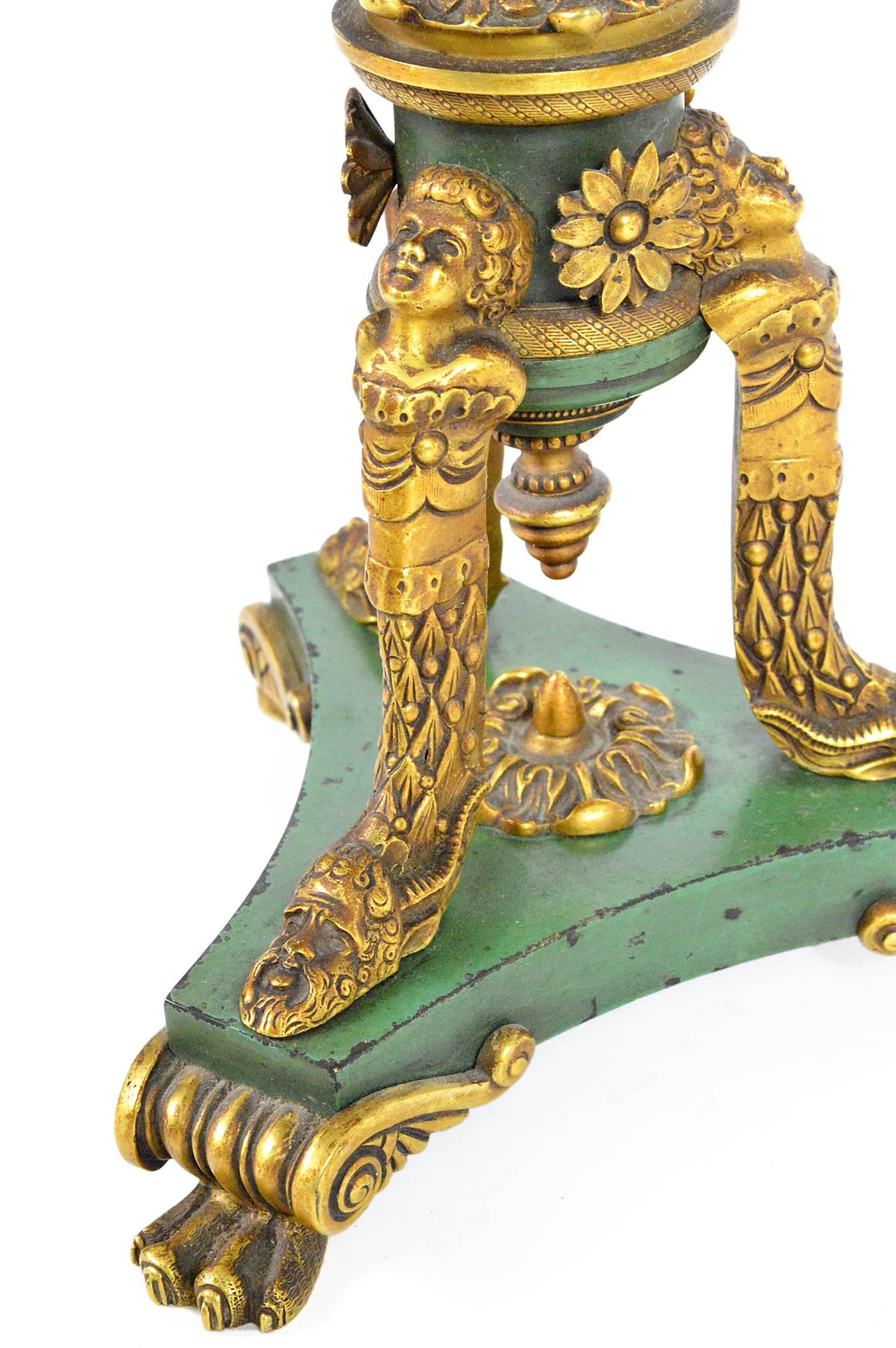 Empire Style Gilt Bronze and Painted Table Lamp In Good Condition For Sale In Atlanta, GA