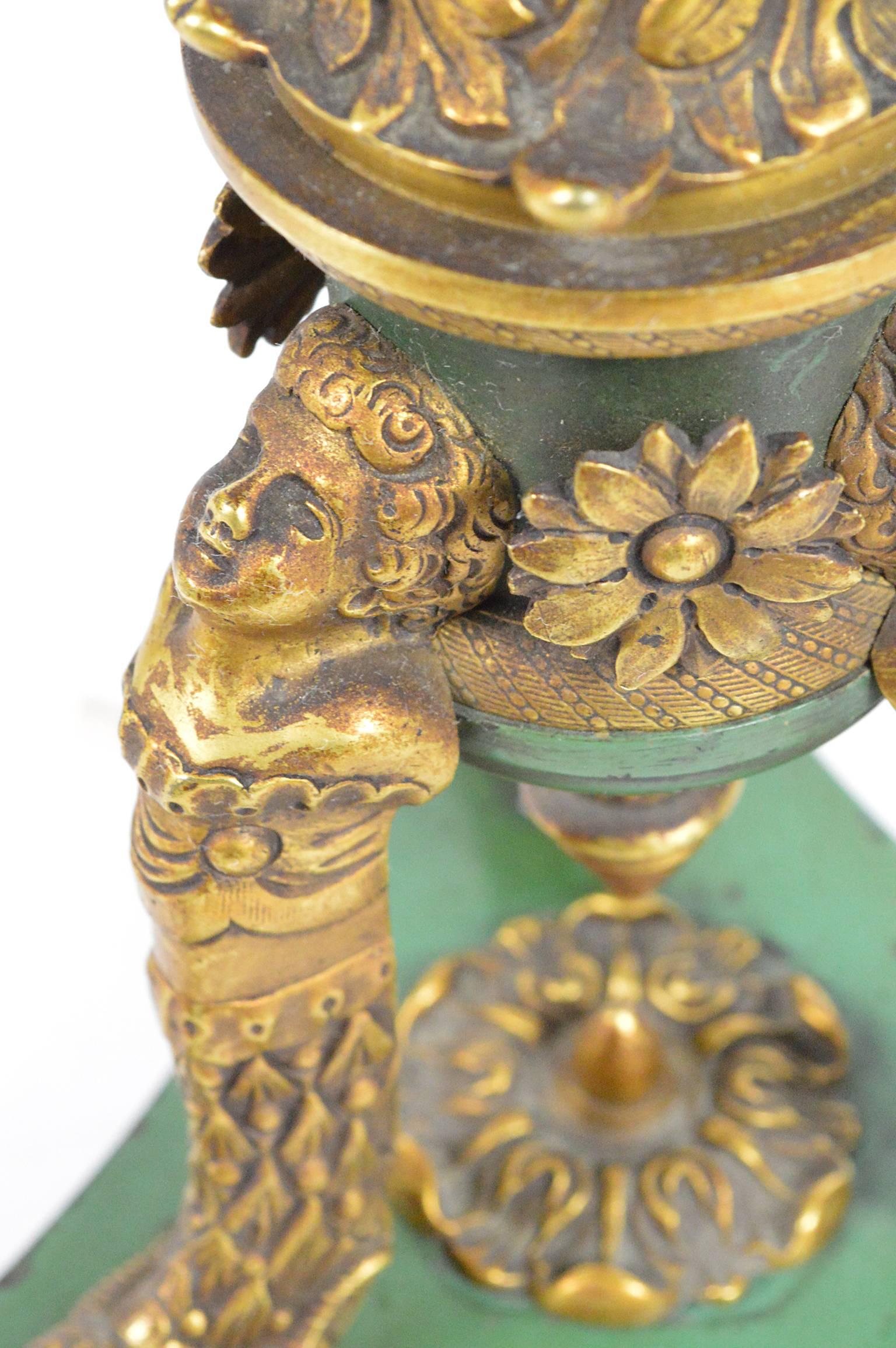 Empire Style Gilt Bronze and Painted Table Lamp For Sale 3