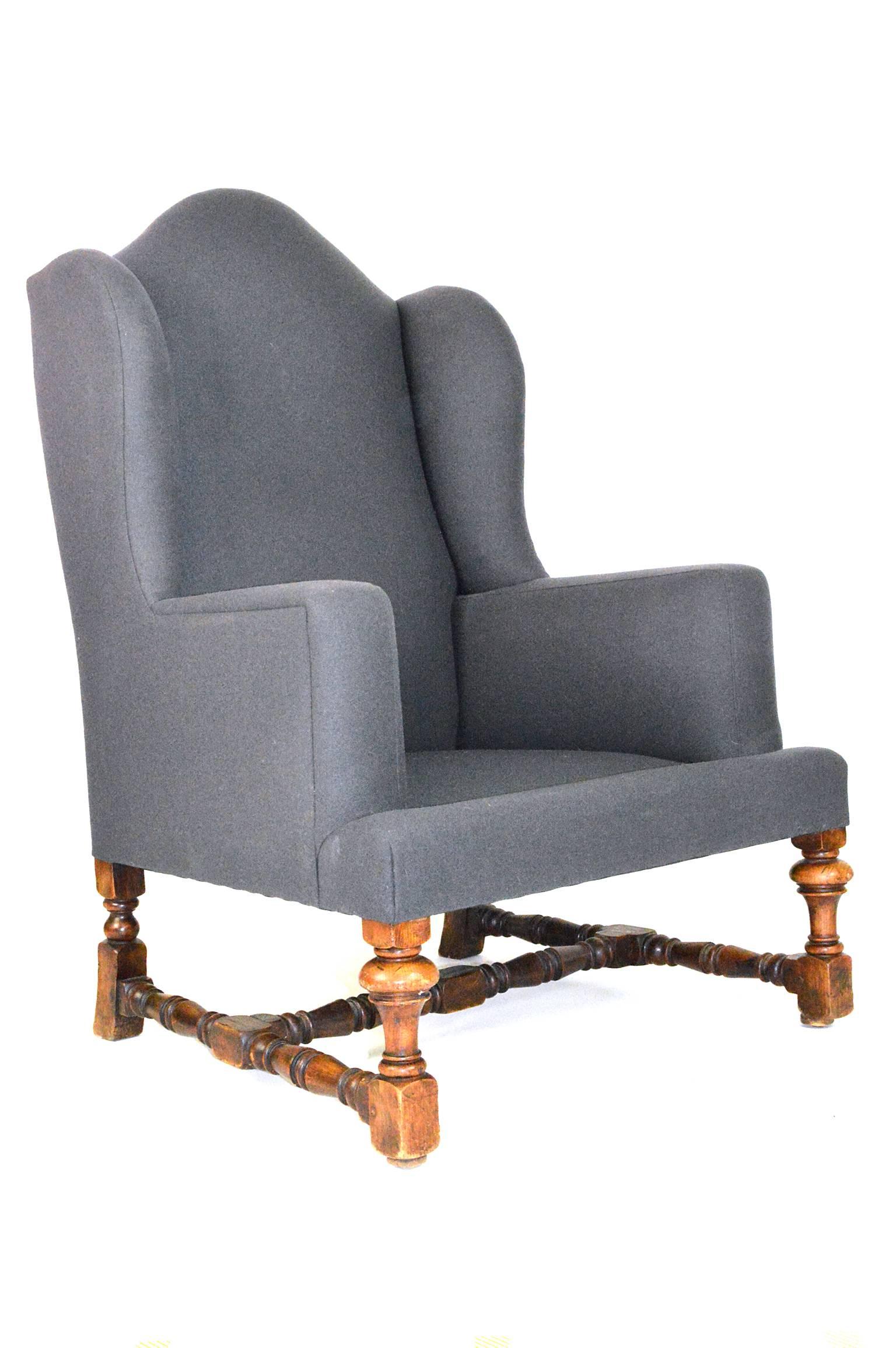 English Baroque Style Wingback Chair For Sale 1