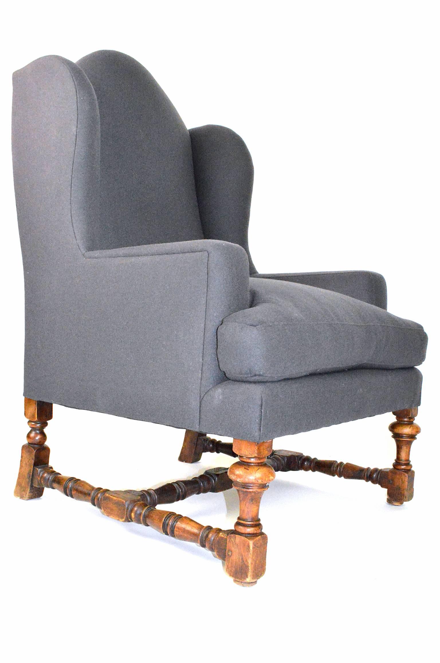 English Baroque Style Wingback Chair For Sale 3