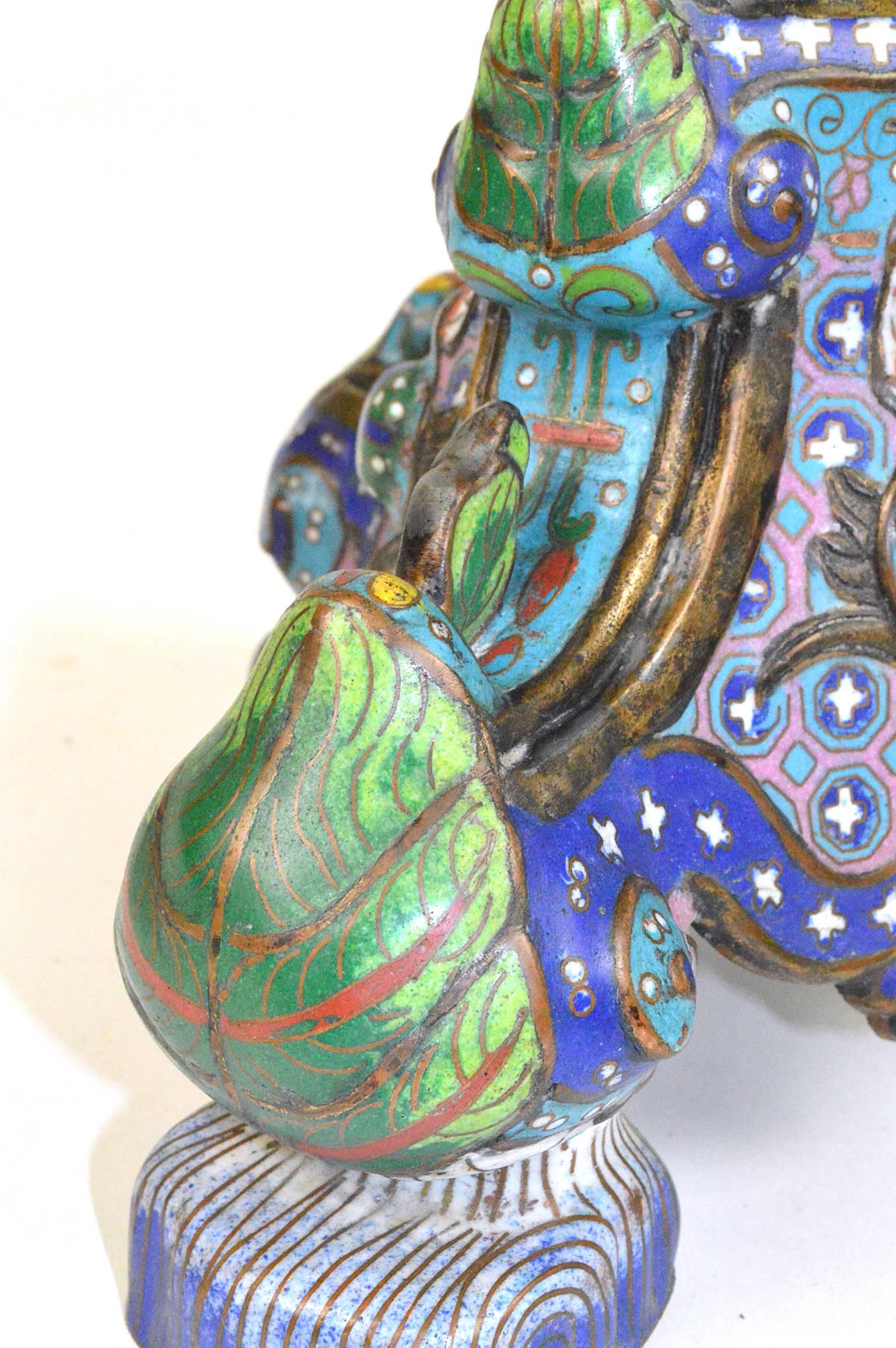 Pair of Chinese Cloisonné Temple Candlesticks 2