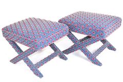 Pair of Upholstered X-Form Stools