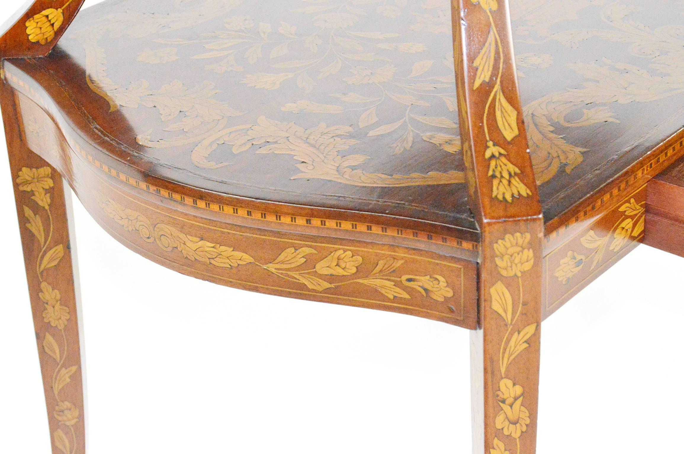 Dutch Marquetry Style Two-Tiered Tea Table For Sale 2