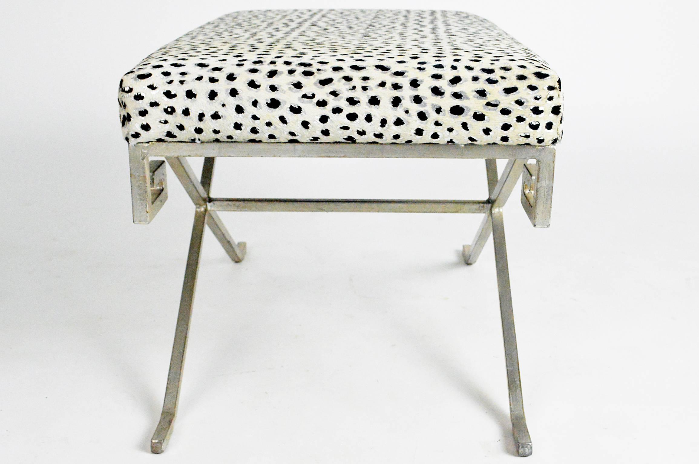 Pair of Silver Leaf Steel Benches 4