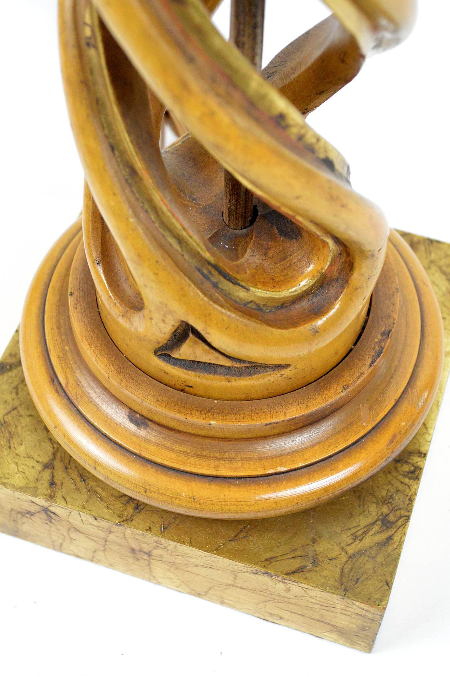 American Frederick Coopert Carved Helix Table Lamp For Sale