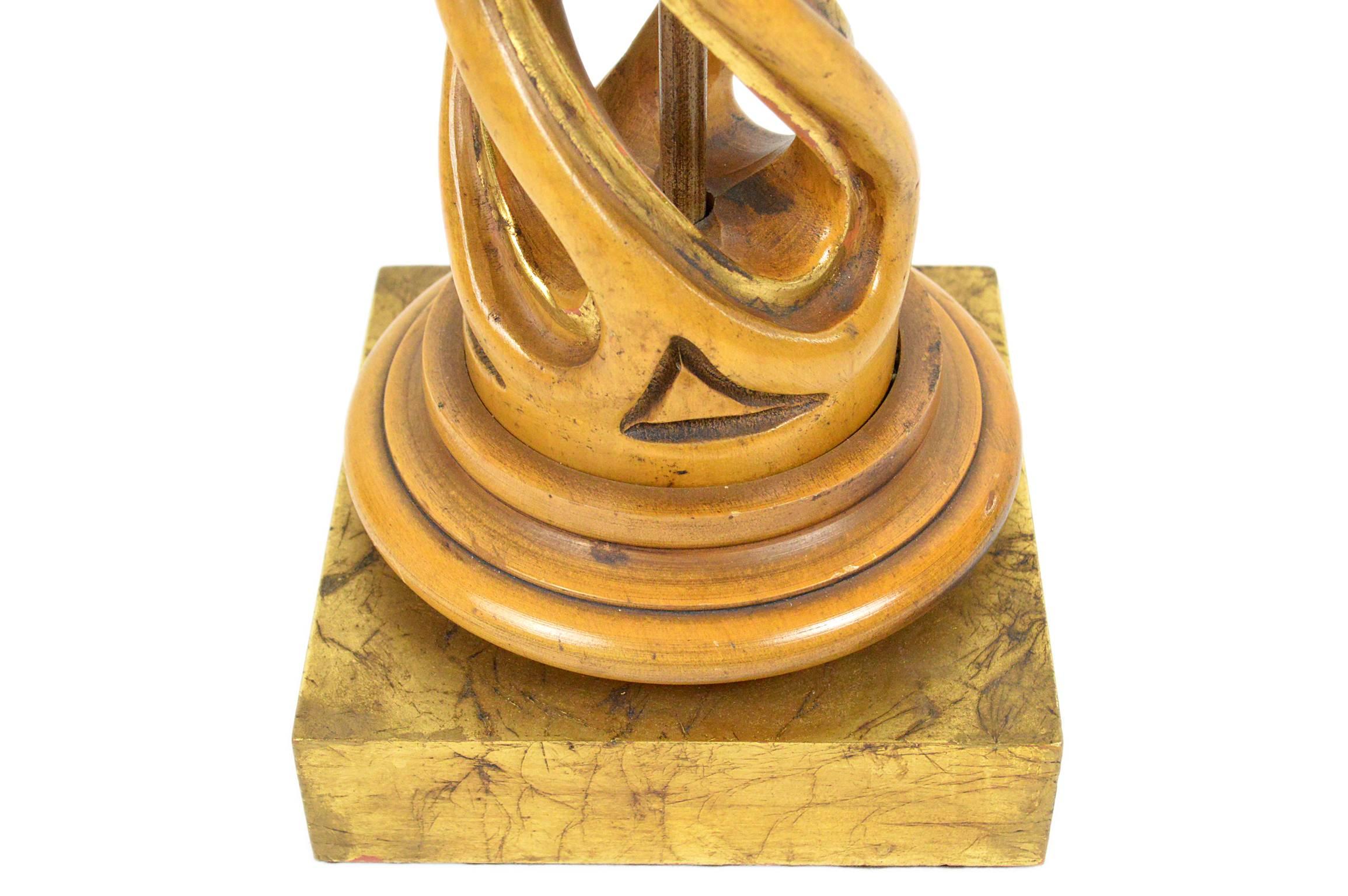 Gilt Frederick Coopert Carved Helix Table Lamp For Sale