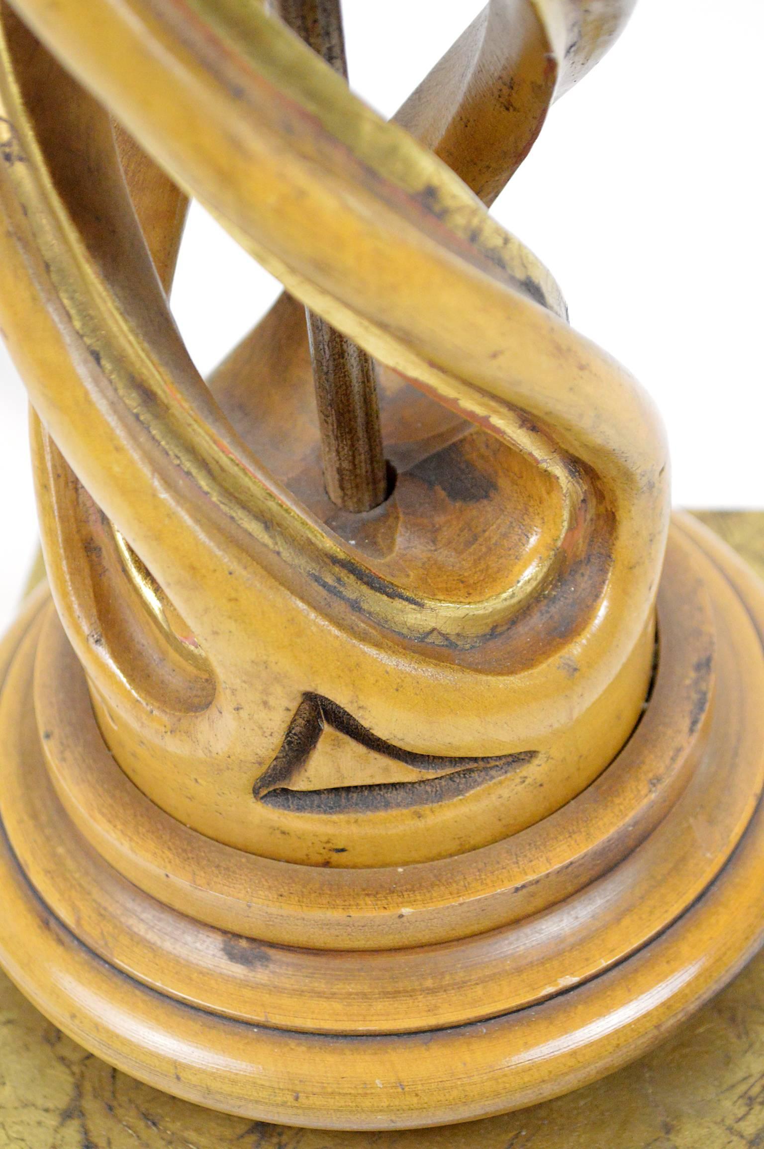Frederick Coopert Carved Helix Table Lamp In Good Condition For Sale In Atlanta, GA