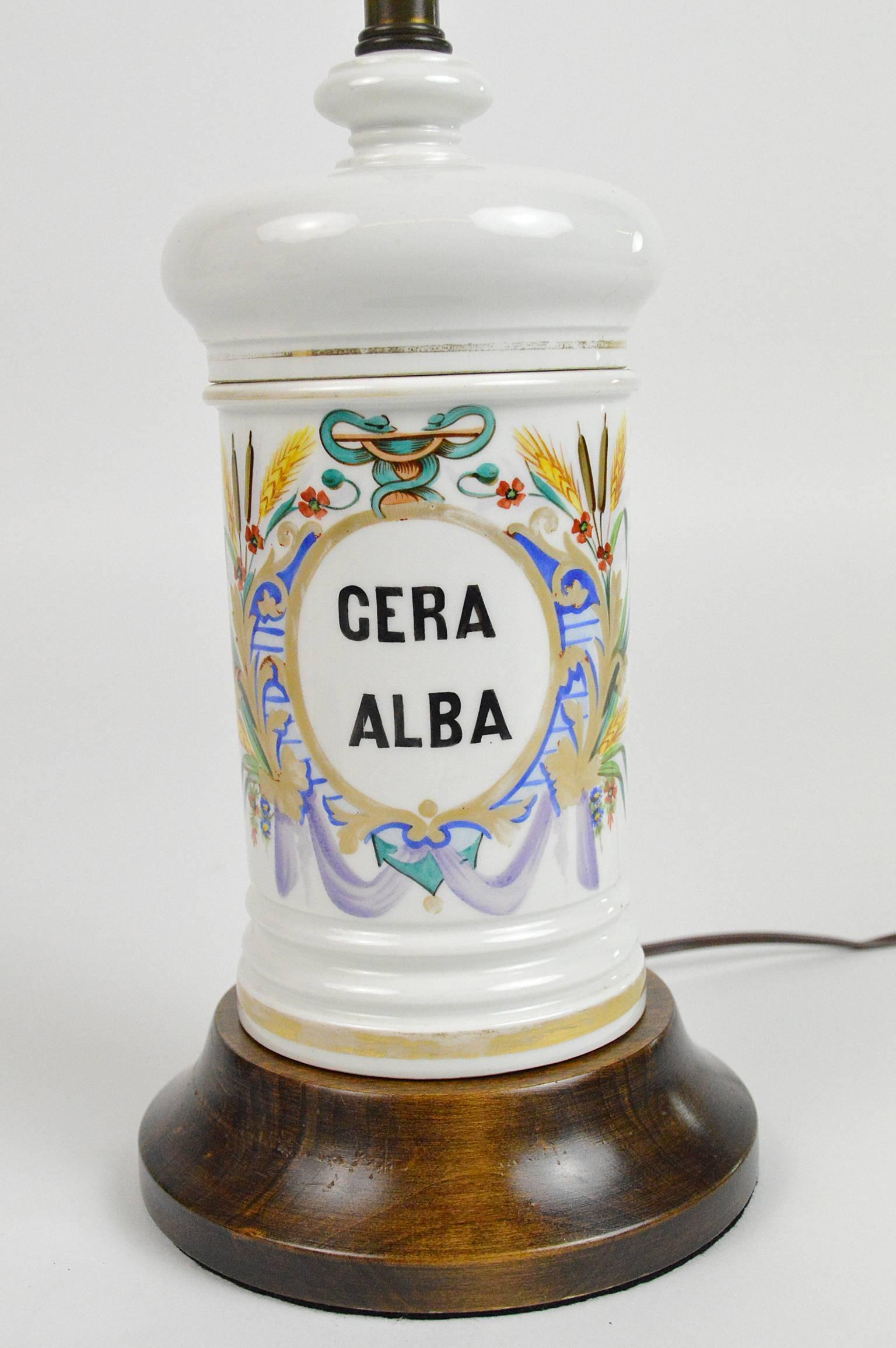 Pair of French Hand-Painted Porcelain Apothecary Jar Lamps In Good Condition For Sale In Atlanta, GA