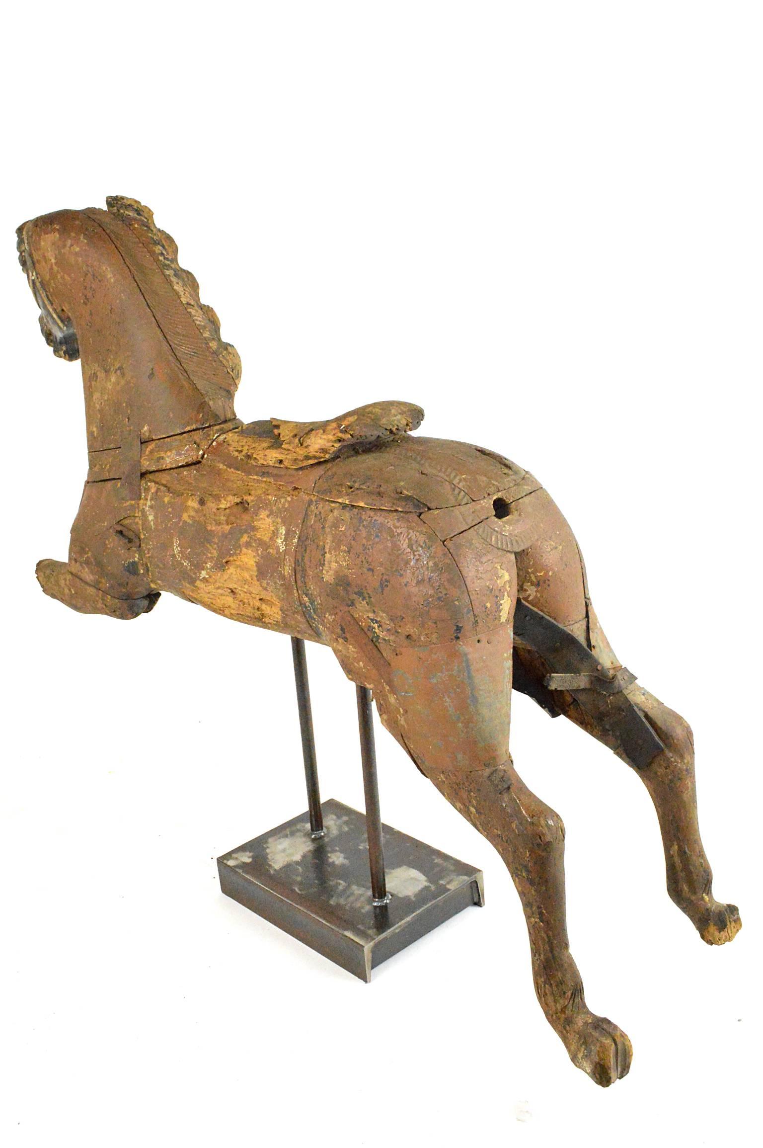 Late 19th Century Carved Wood Carousel Horse Fragment For Sale 5