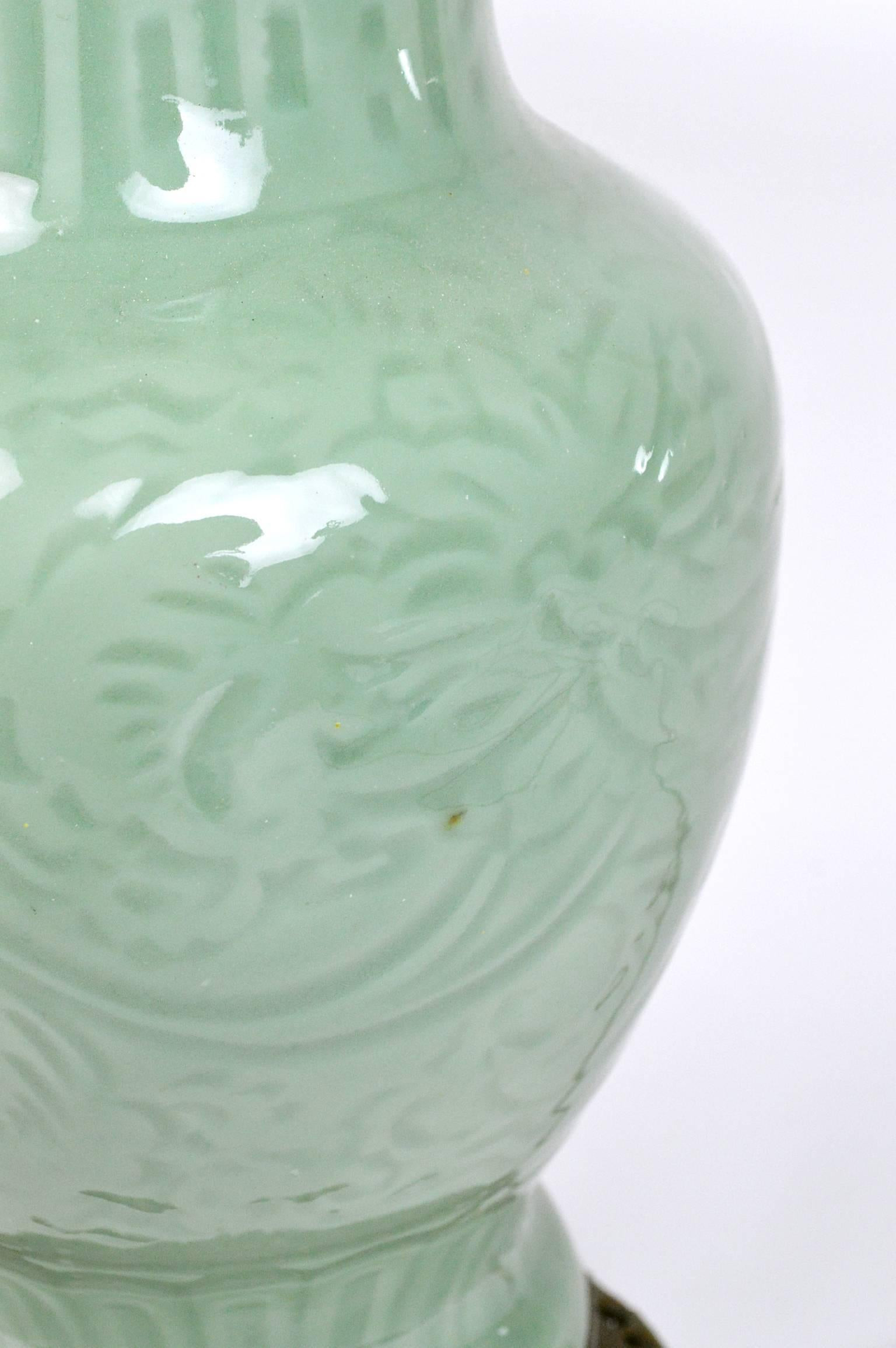 Pair of Chinese Celadon Porcelain Lamps 2