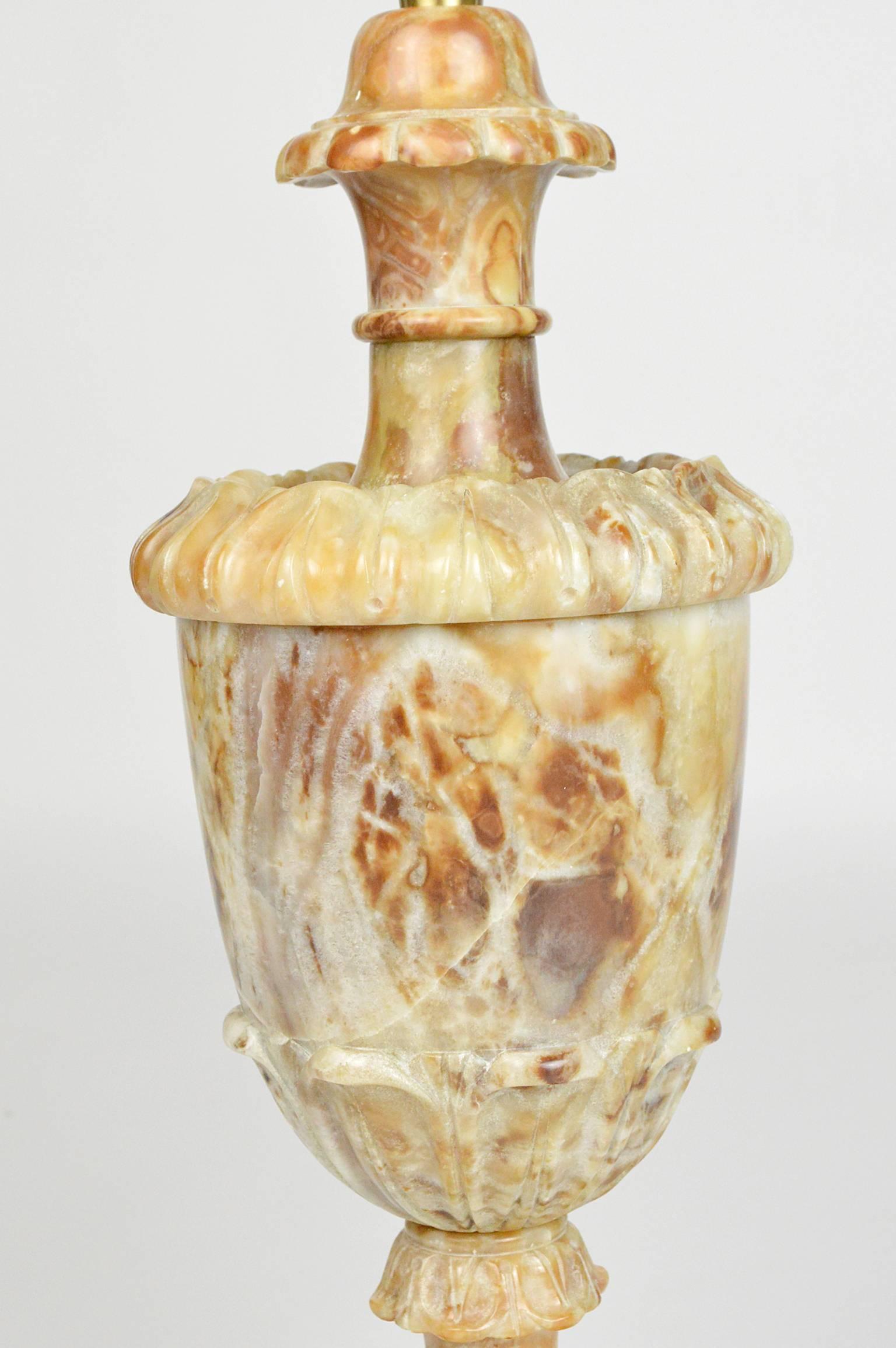 American Neoclassical Style Alabaster Lamp by Marbro