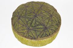 Upholstered Fabric Pouf or Ottoman