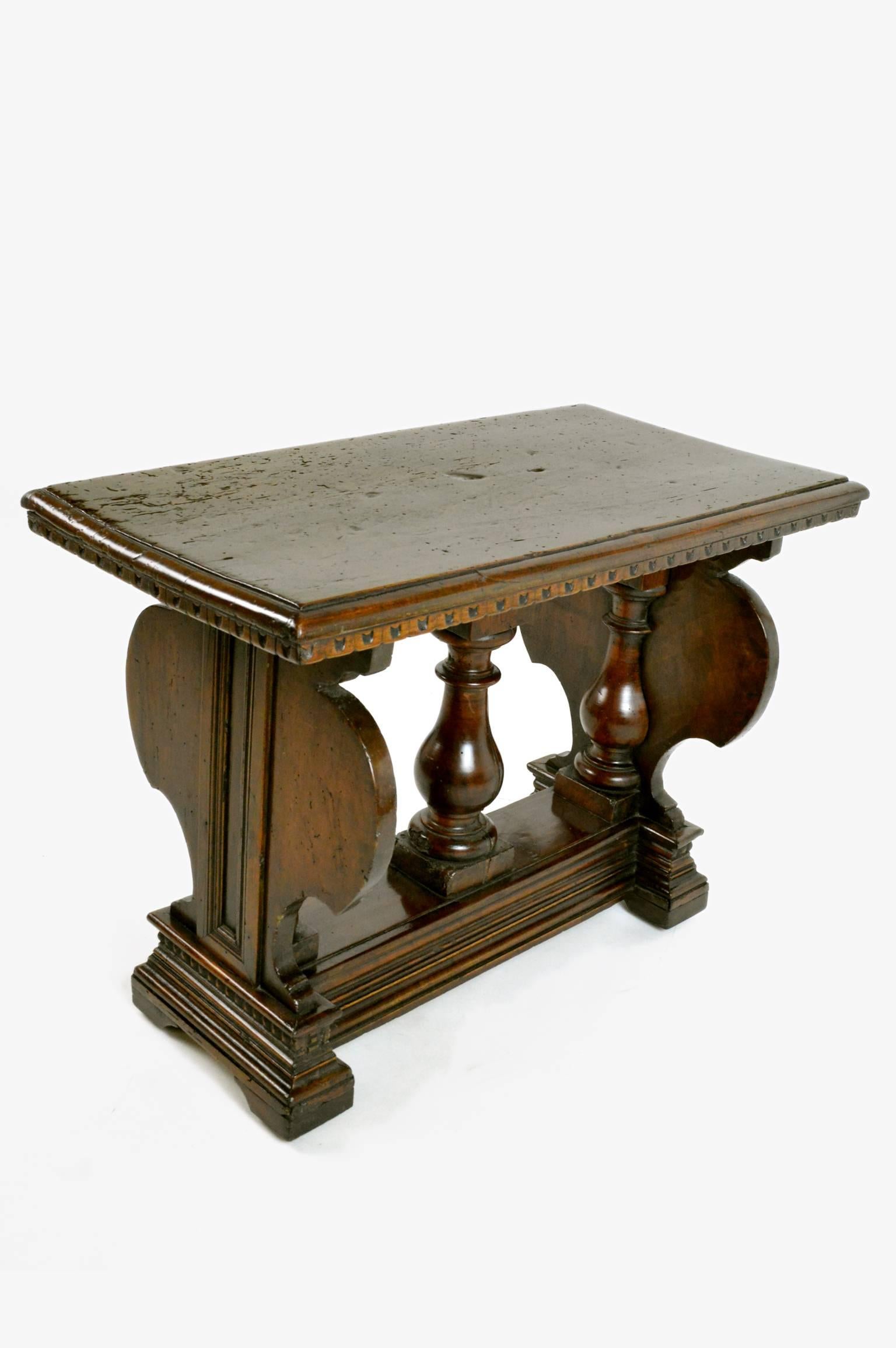 18th century Renaissance style Italian walnut side table.