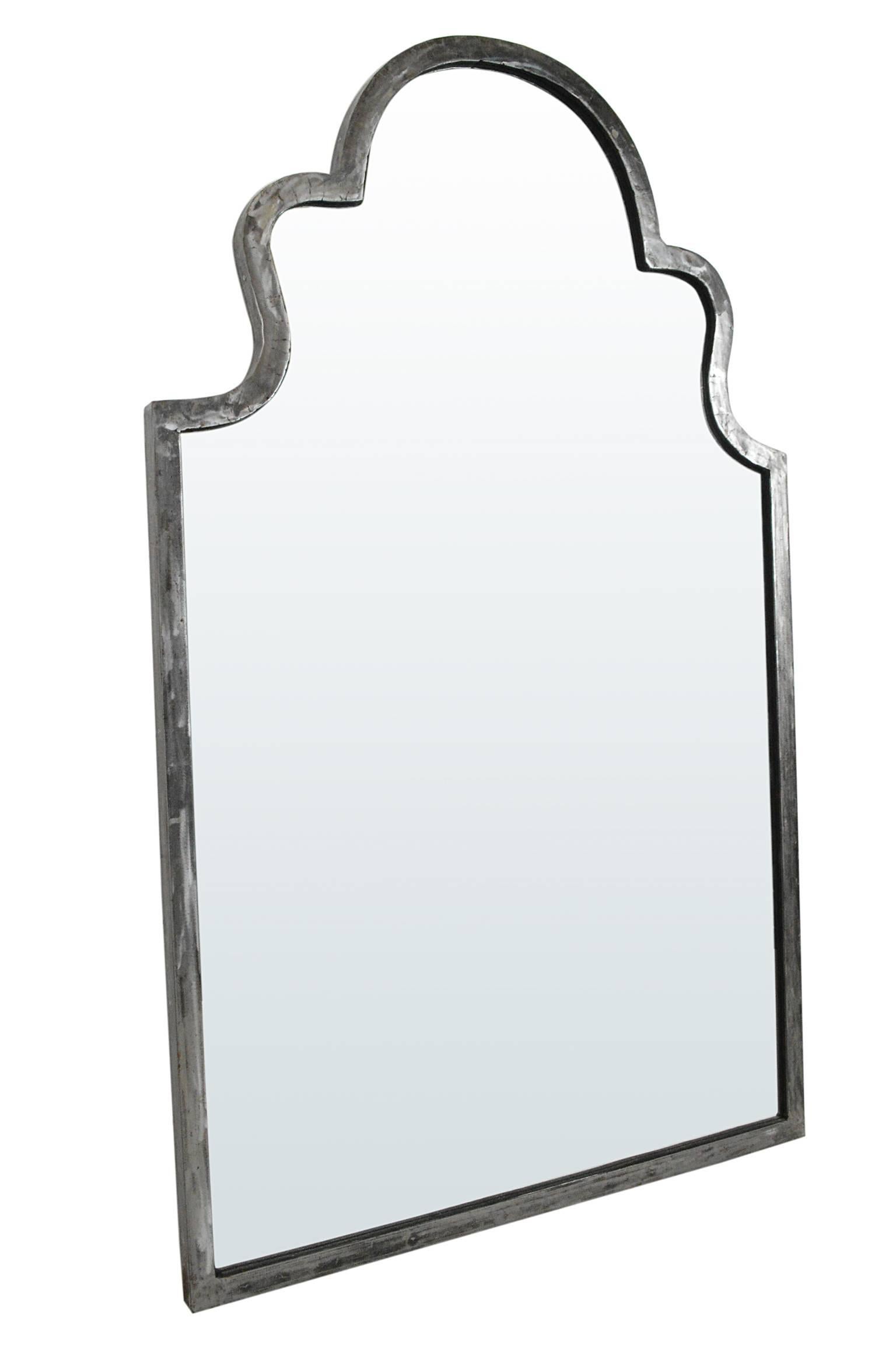 Contemporary shaped steel framed mirror.