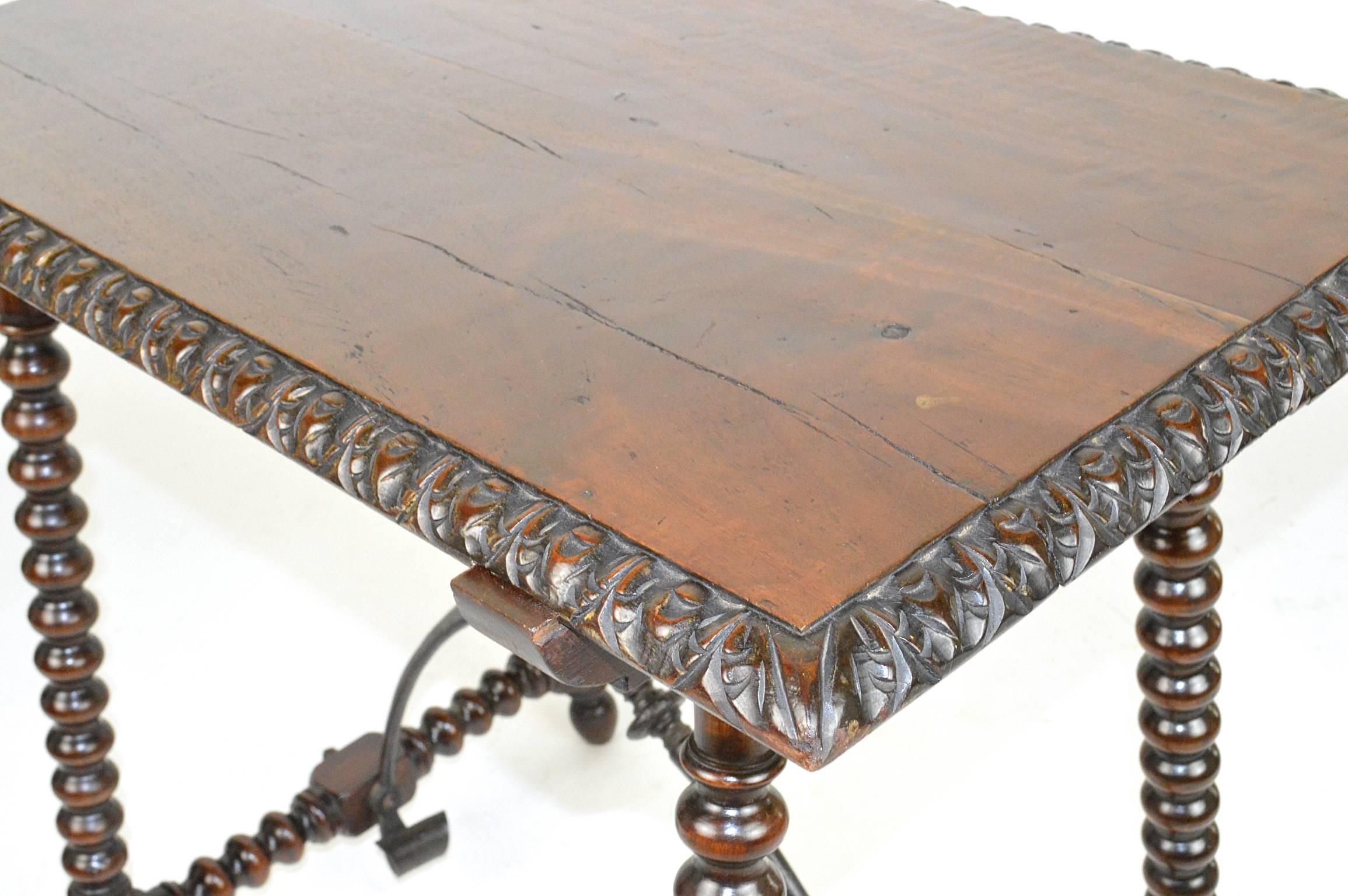 19th Century Italian Walnut Trestle Table In Good Condition In Atlanta, GA