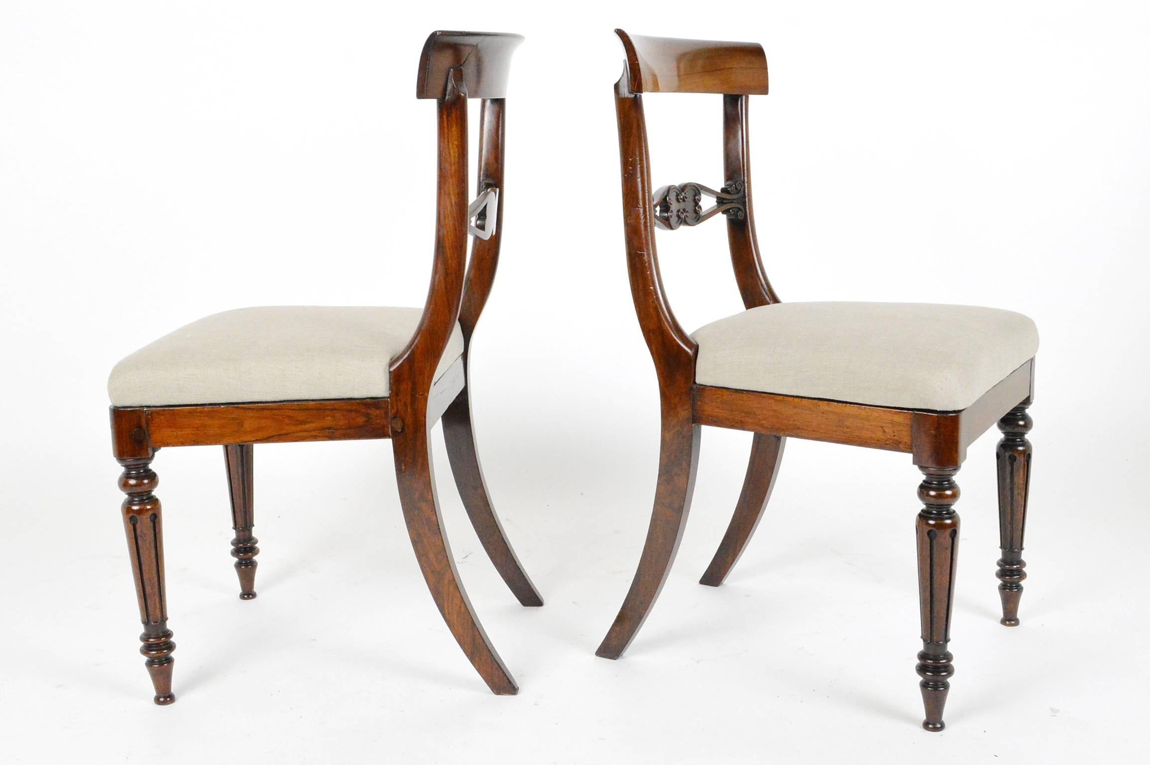 Set of Four English Regency Style Rosewood Dining Chairs In Good Condition In Atlanta, GA