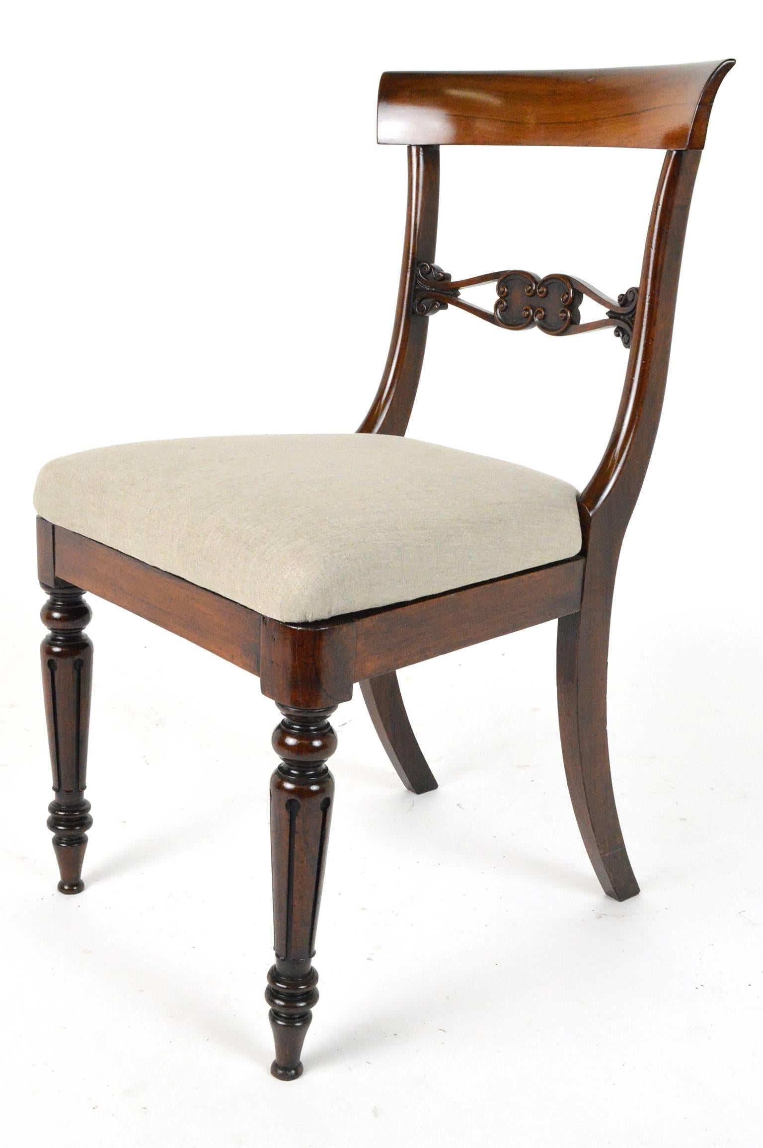 19th Century Set of Four English Regency Style Rosewood Dining Chairs