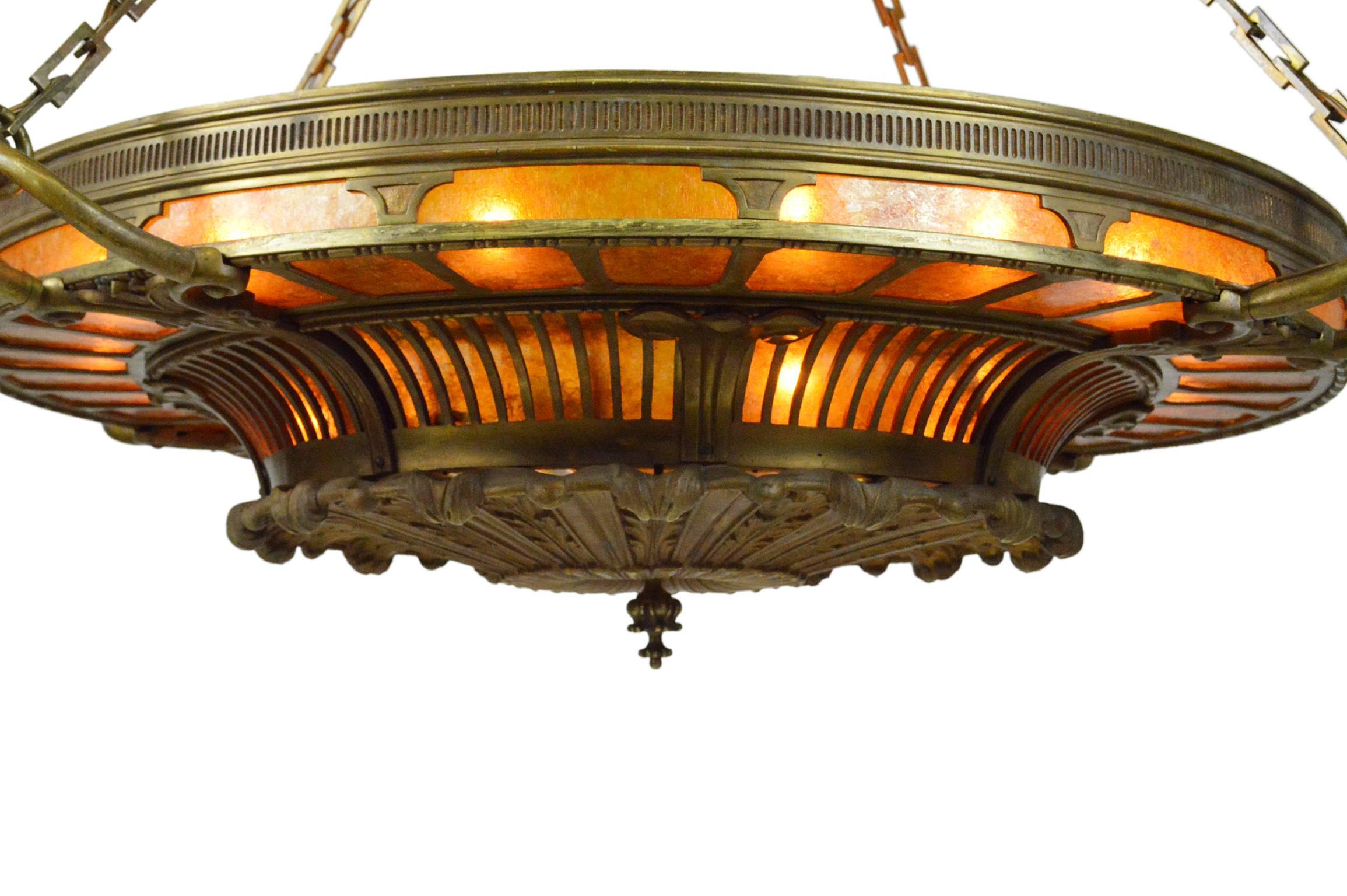 Monumental Neoclassical Style Bronze and Mica Chandelier Mitchell Vance, NY For Sale 3