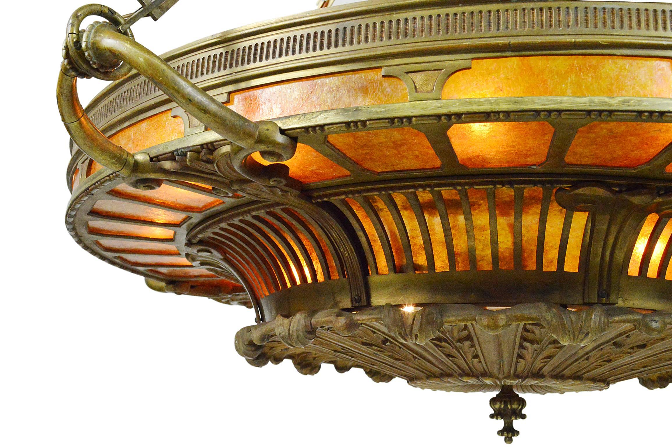 Monumental Neoclassical Style Bronze and Mica Chandelier Mitchell Vance, NY For Sale 2