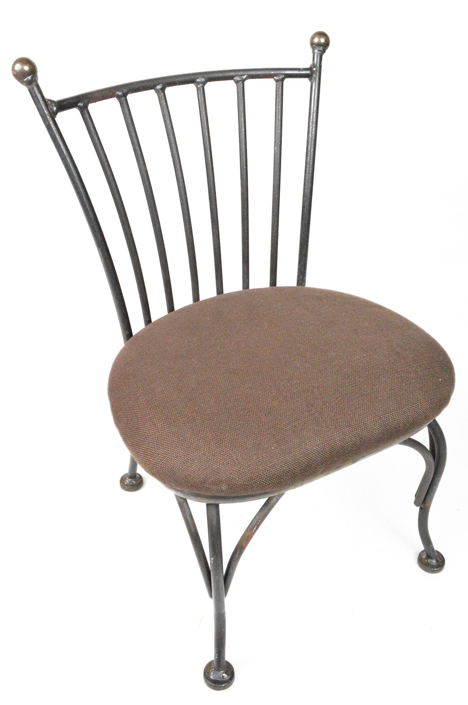 Upholstery Pair of Child's Iron Bistro Chairs For Sale