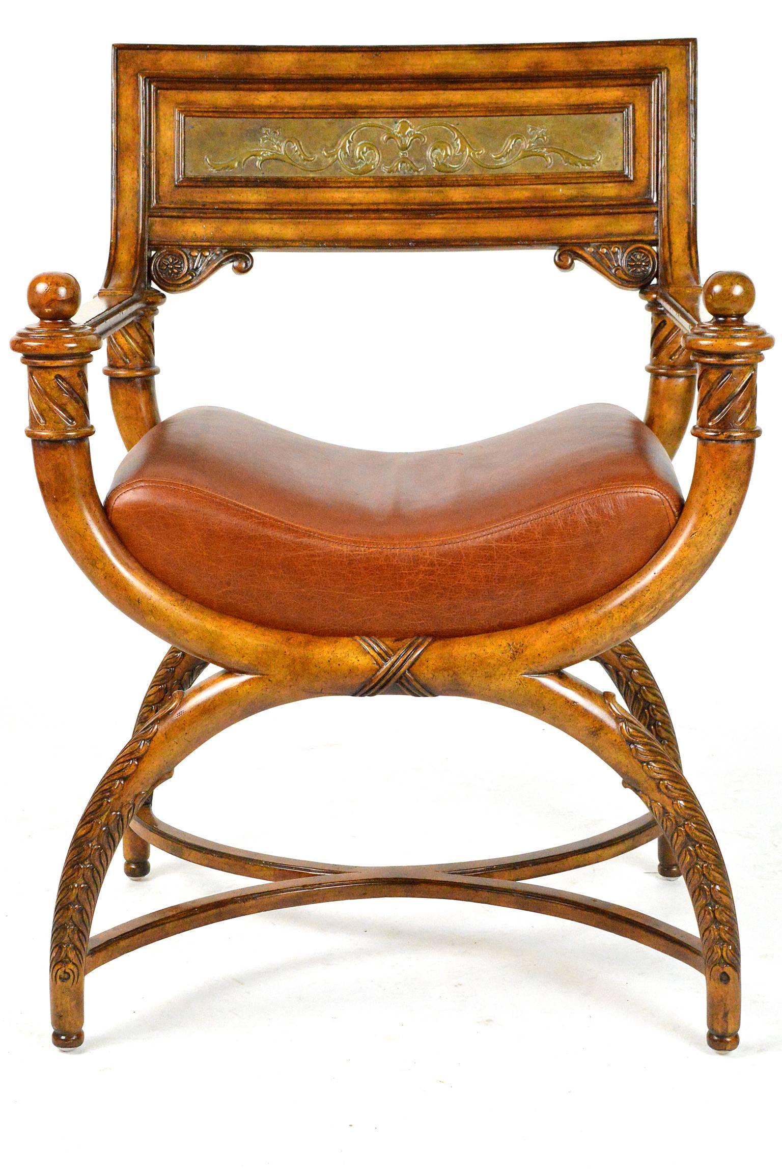 American Pair of Italian Savonarola Style Chairs