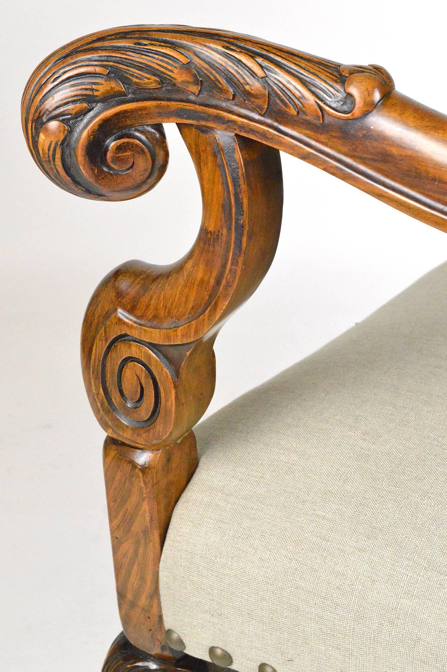 Renaissance Revival Style Carved Walnut Armchair For Sale 2