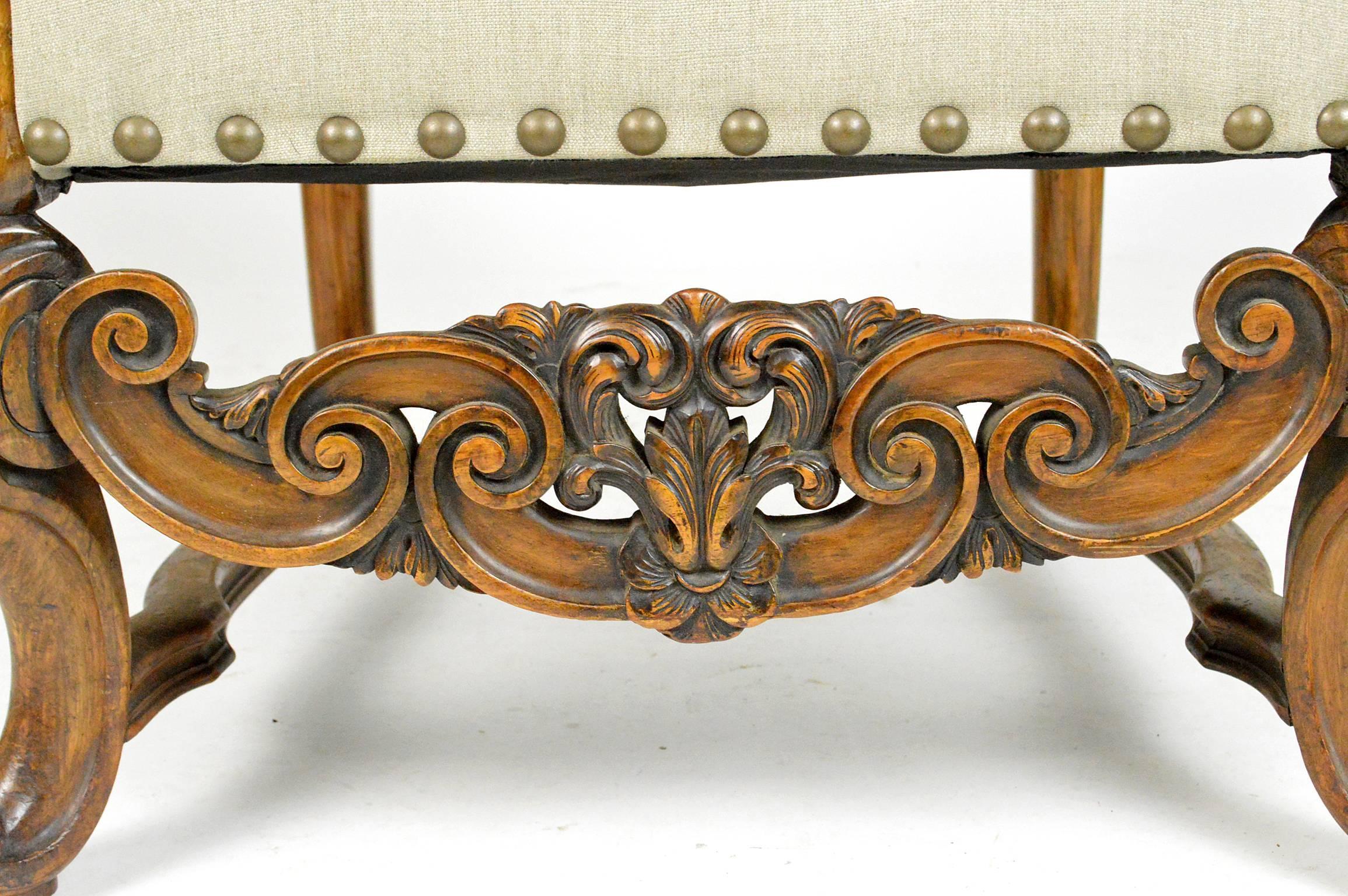 Renaissance Revival Style Carved Walnut Armchair For Sale 3