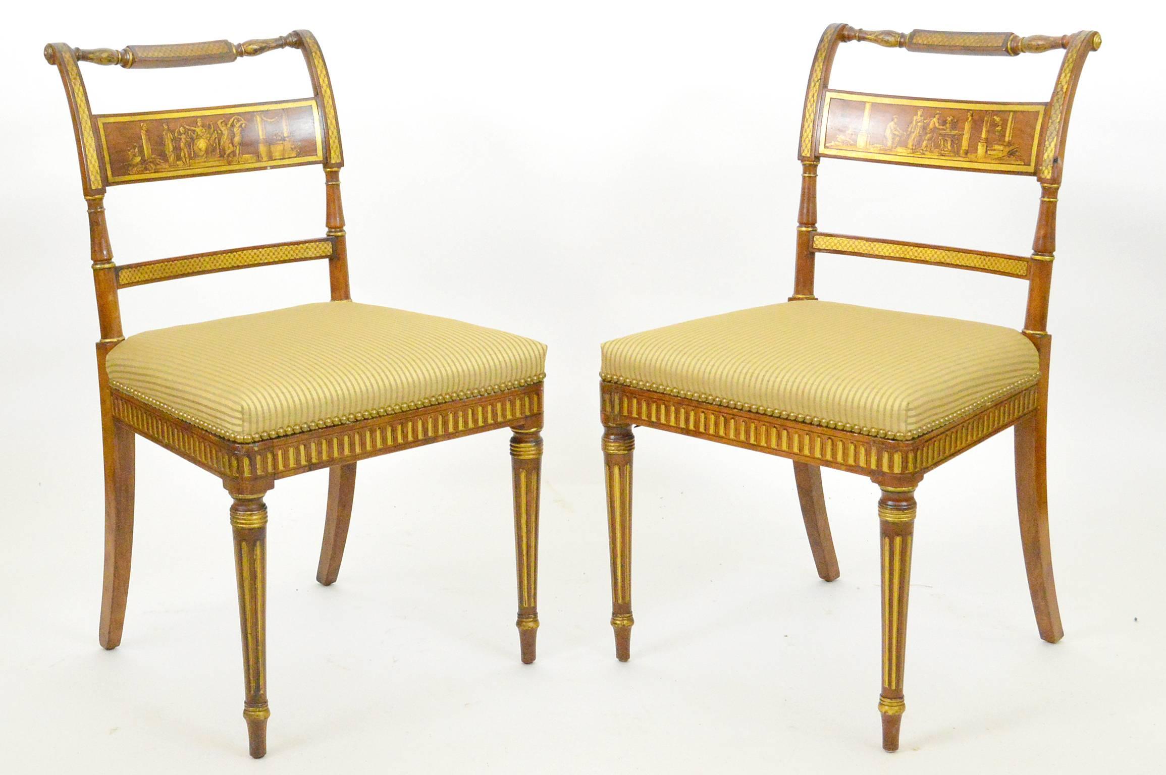 English Set of Six Regency Chairs in Original Finish For Sale