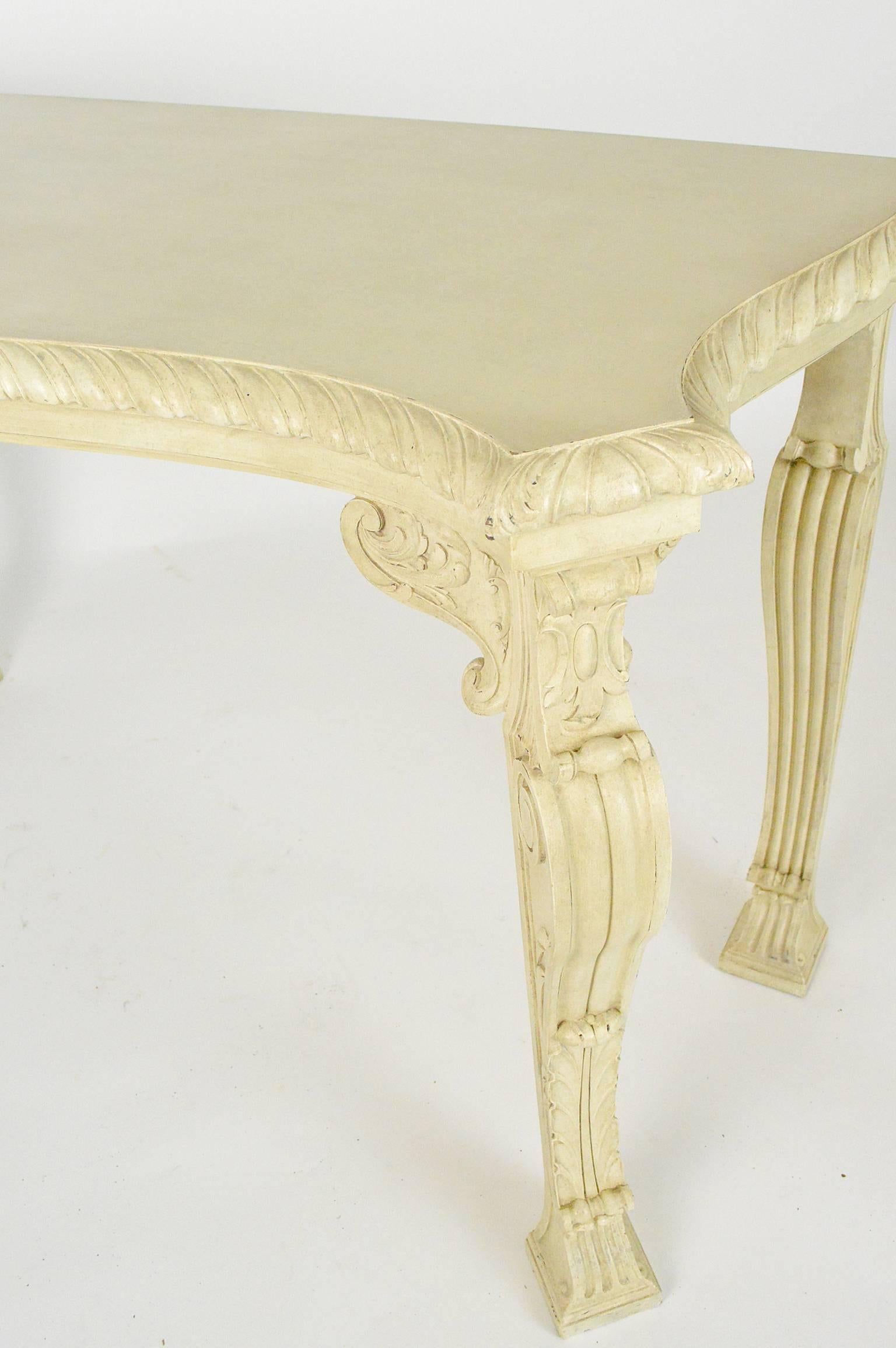 Carved Pair of English George II William Kent Style Console Tables For Sale