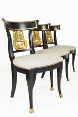 Set of Six Regency Style Ebonized and Gilt Side Chairs