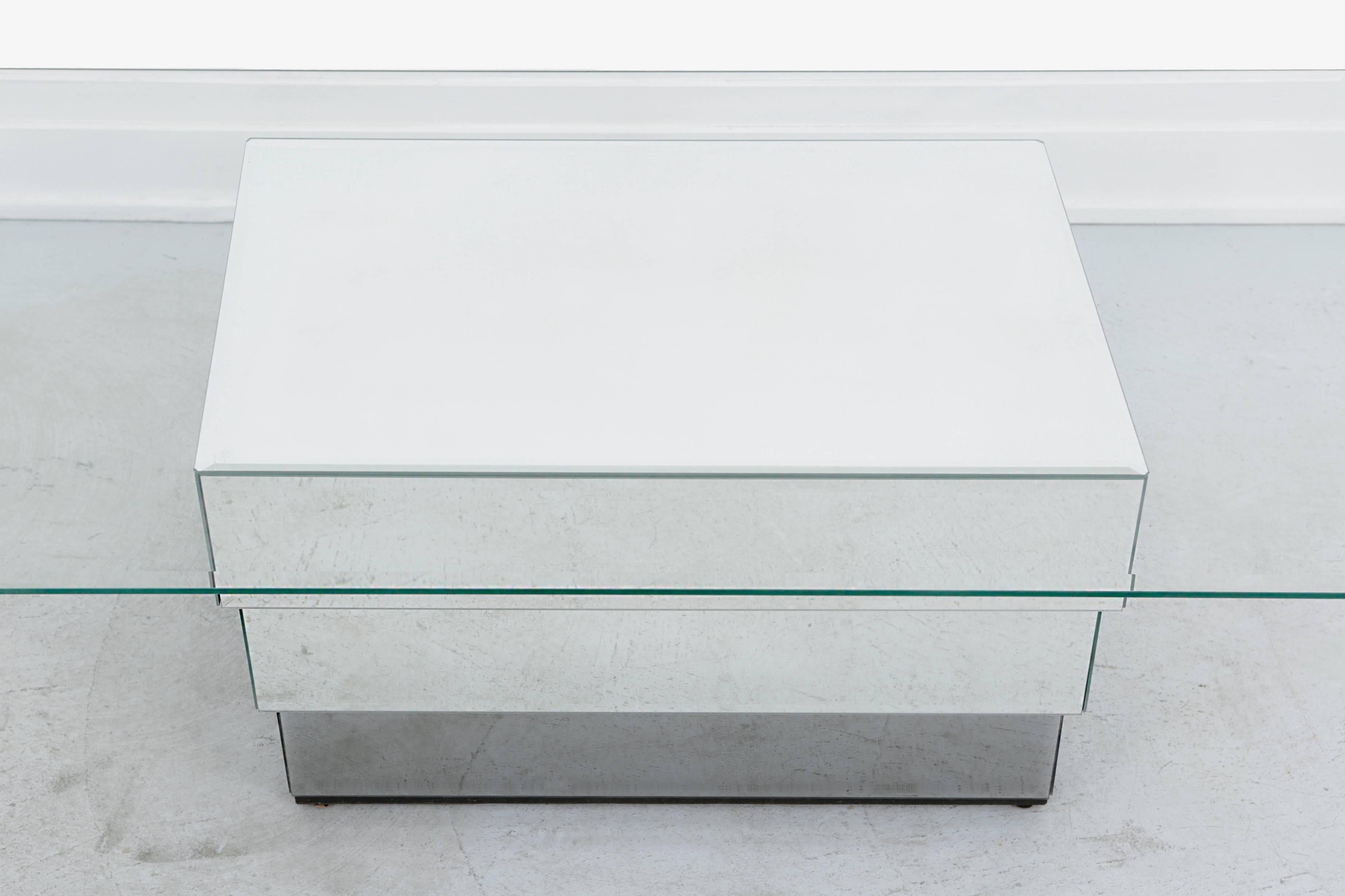 Beveled Ello Glass and Mirrored Coffee Table