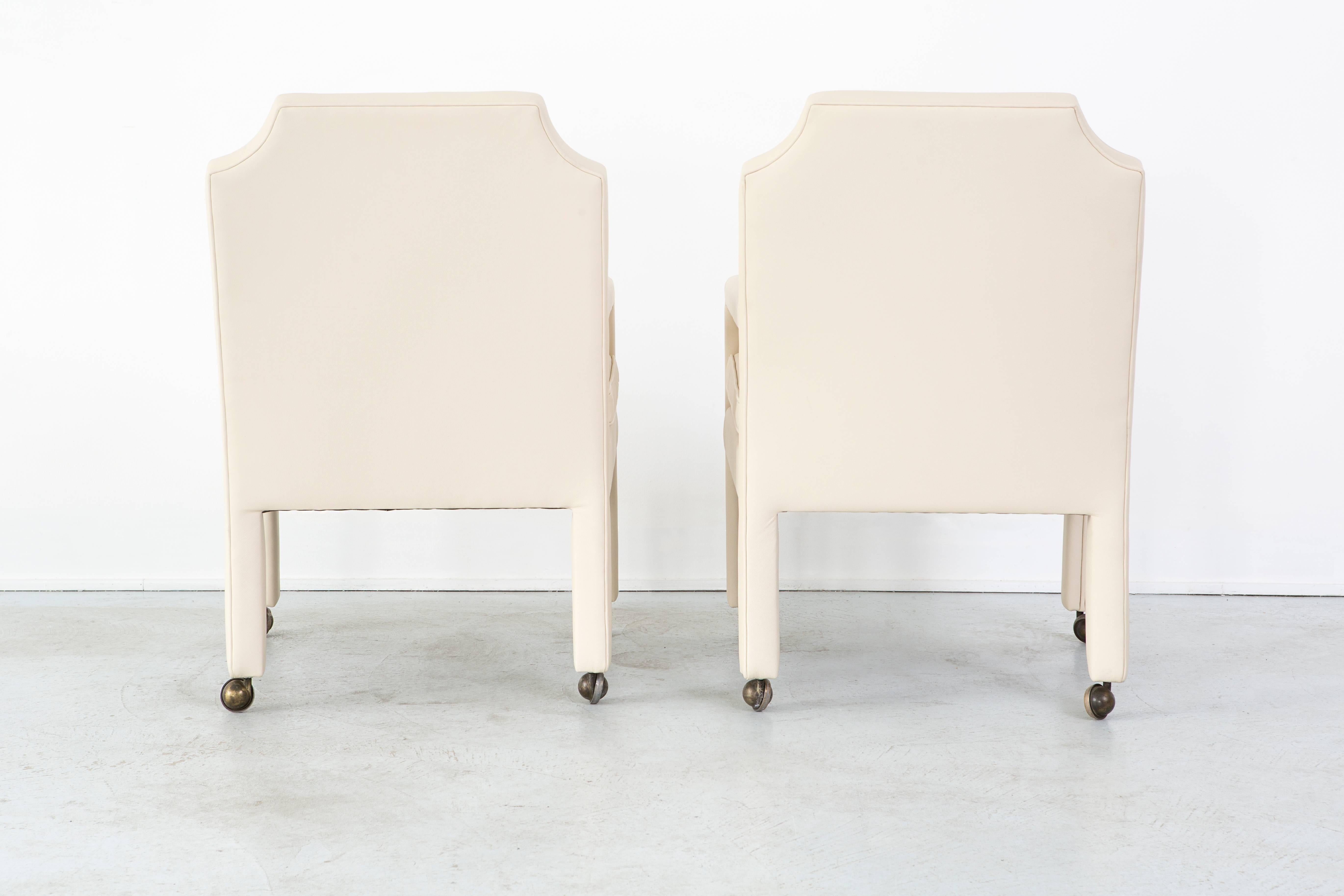 20th Century Mid-Century Dining Chairs Reupholstered in Leather Attributed to Milo Baughman