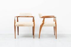 Set of Mid-Century Modern Accent Chairs Reupholstered in Cowhide