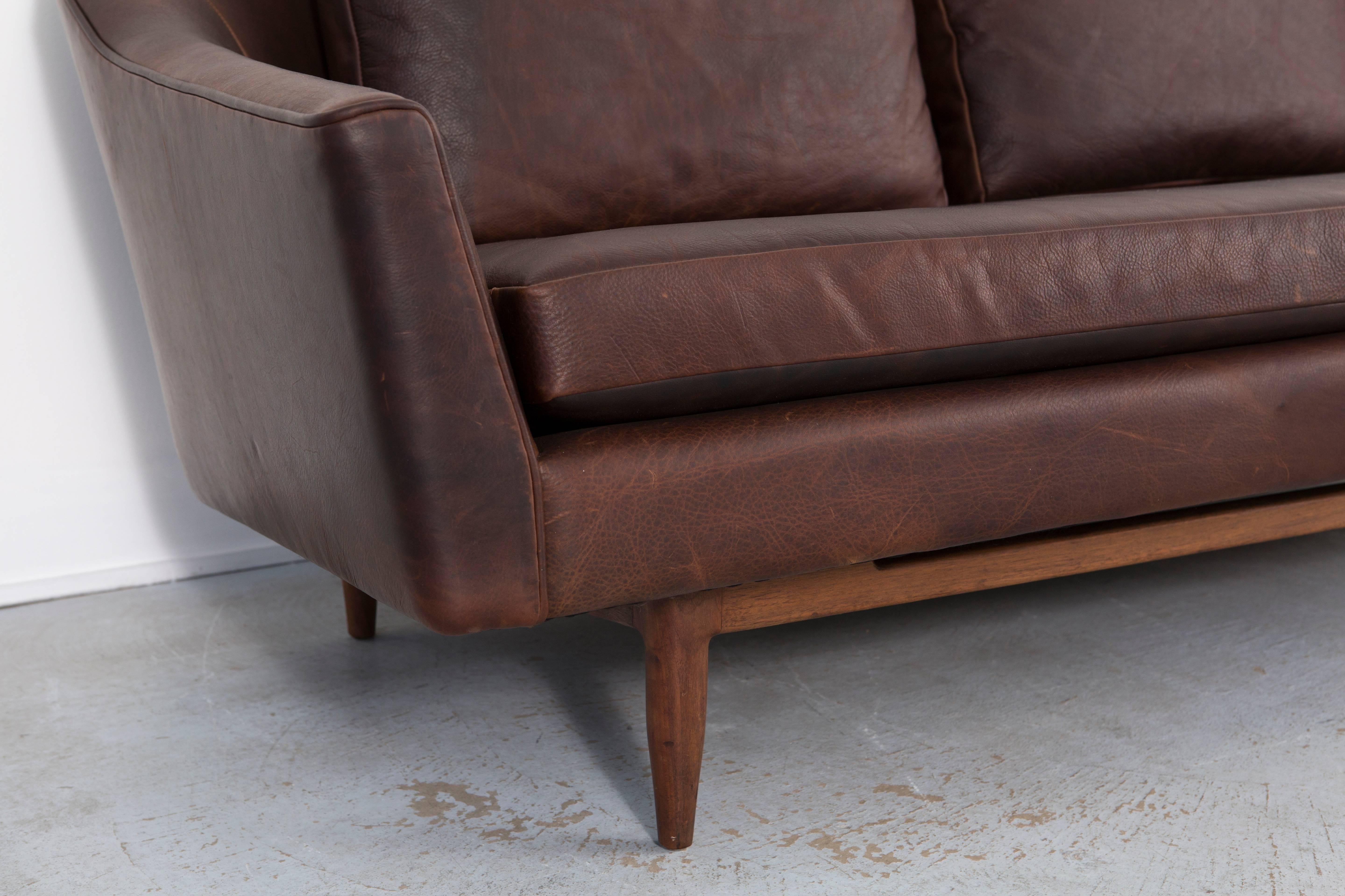 Leather Jens Risom Model 2516 Sofa 