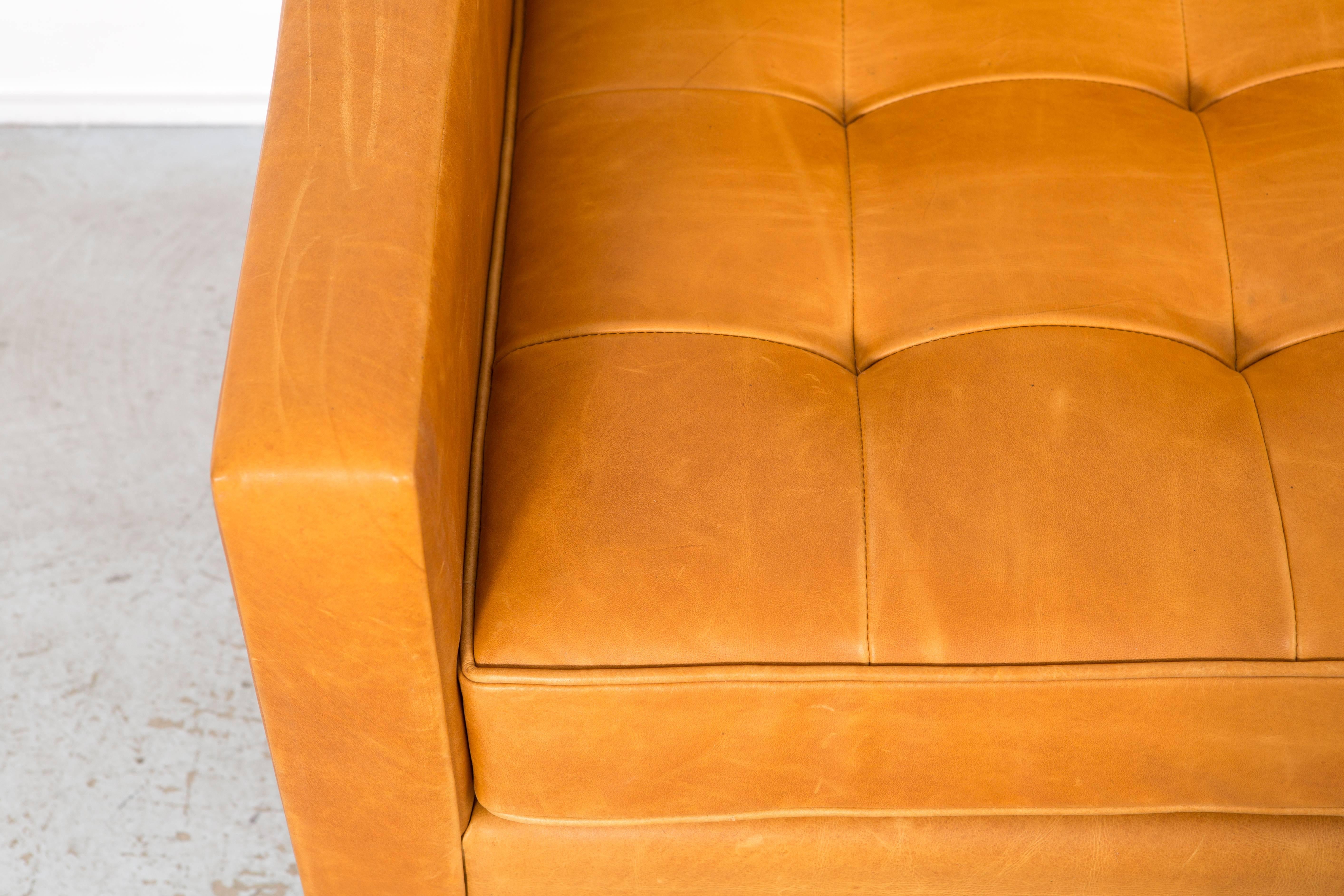 Late 20th Century Florence Knoll Leather Settee For Sale