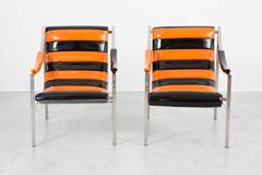 Set of Otto Gerdau Chairs and Ottoman in Patent Leather