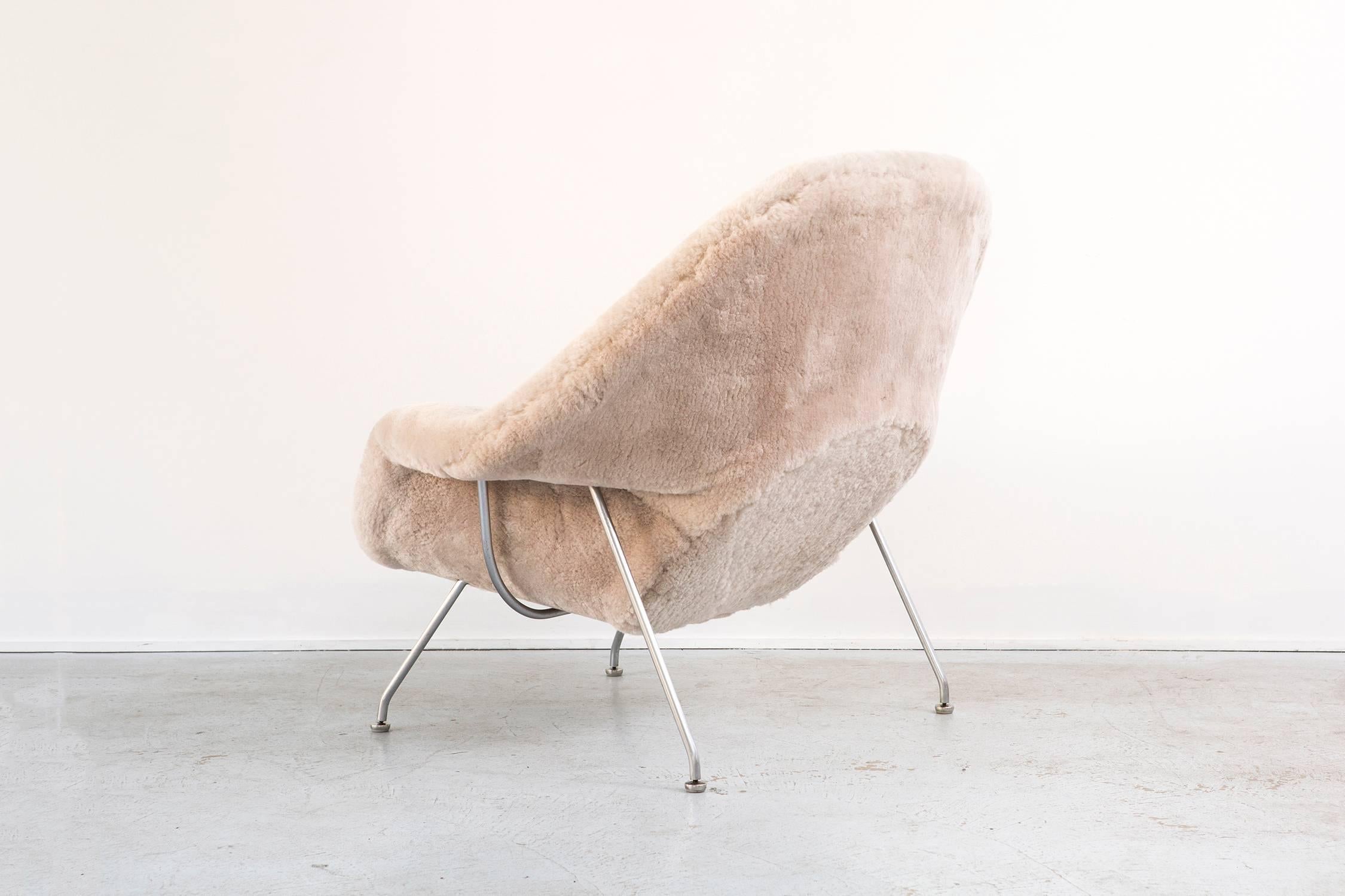 American Mid-Century Modern Eero Saarinen for Knoll Womb Chair in Shearling