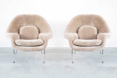 Set of Eero Saarinen Womb Chairs Reupholstered in Shearling