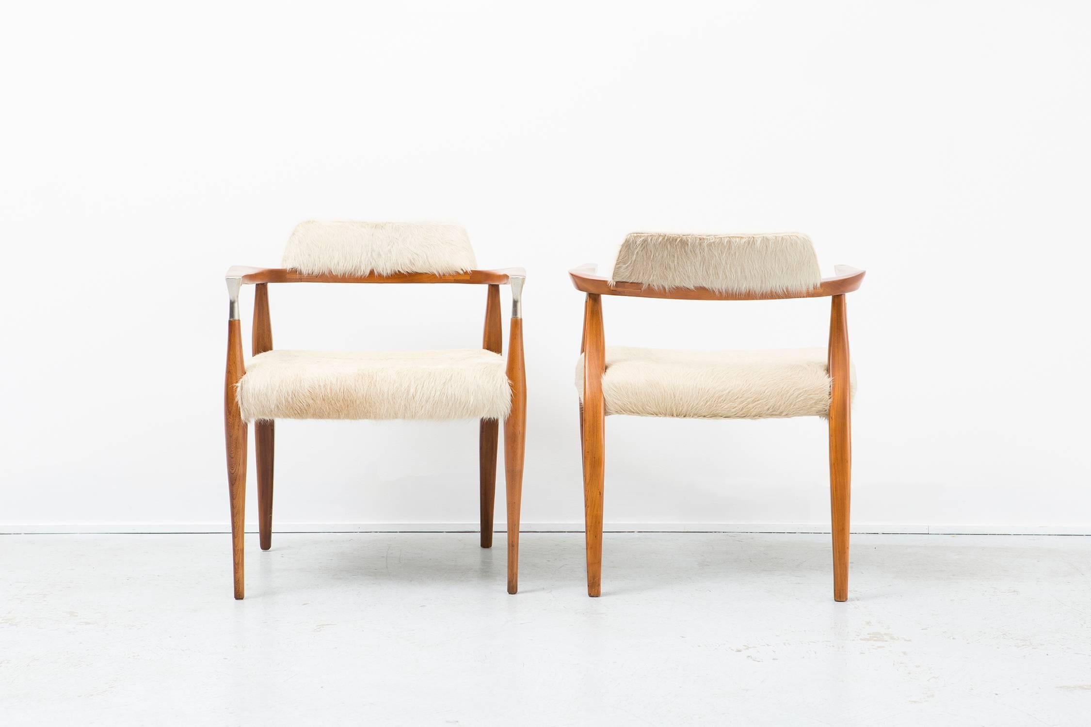 Unknown Set of Mid-Century Modern Chairs Newly Reupholstered in Brazilian Cowhide 