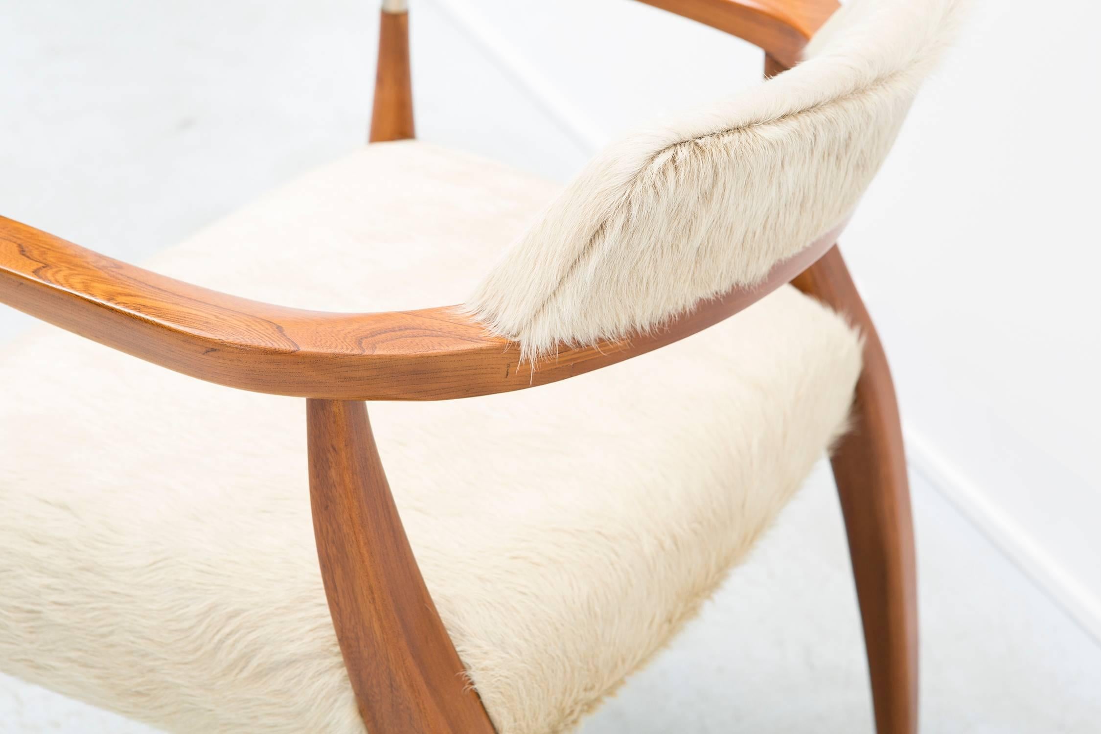 Set of Mid-Century Modern Chairs Newly Reupholstered in Brazilian Cowhide  1