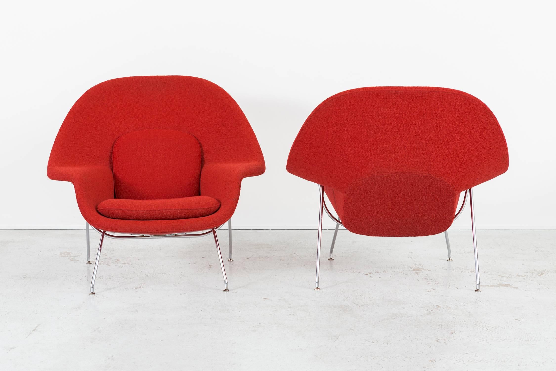 Mid-Century Modern Set of Eero Saarinen Womb Chairs in Knoll Boucle Fabric