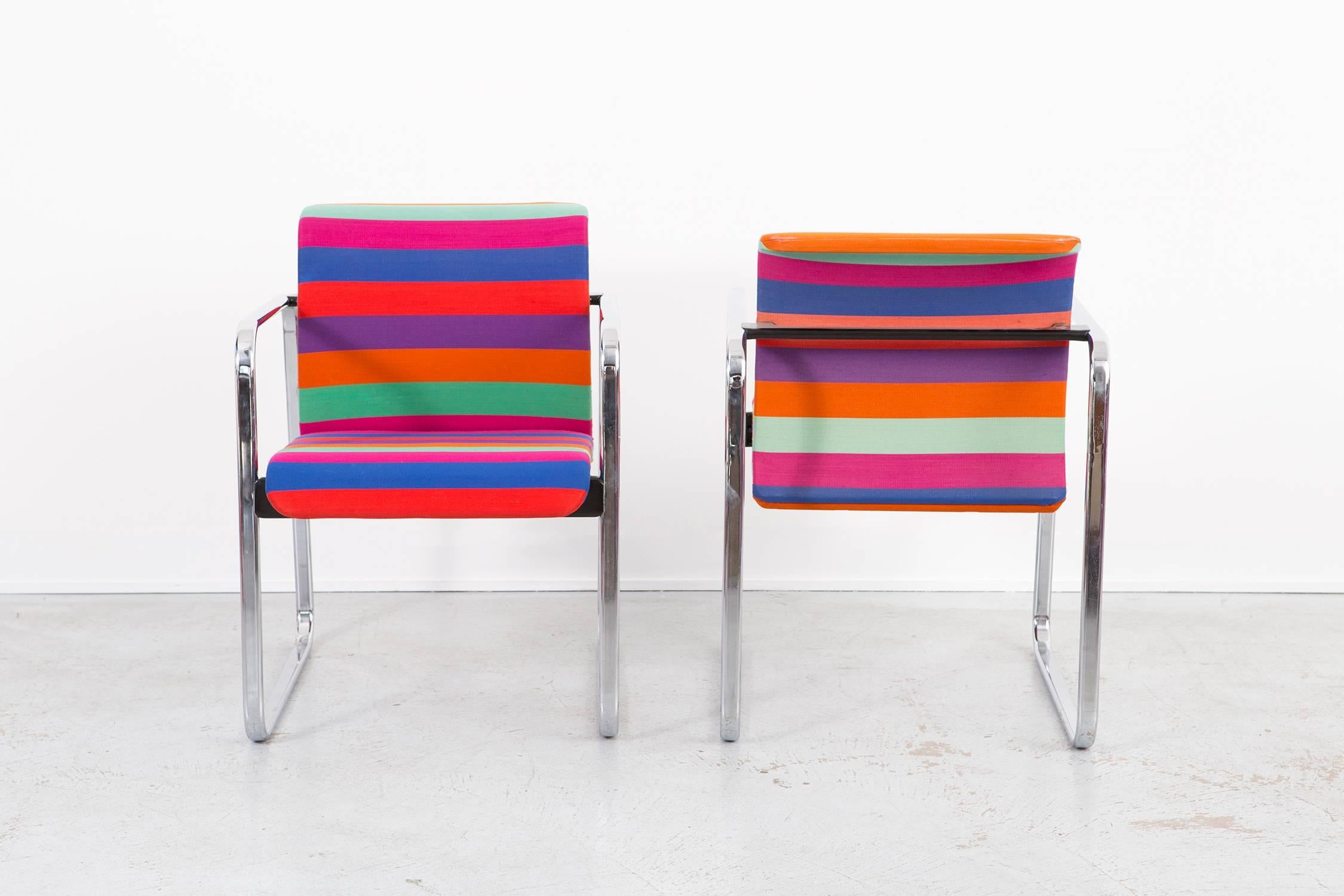 American Chromatic and Vibrant Conference or Dining Chair Set in Alexander Girard Fabric