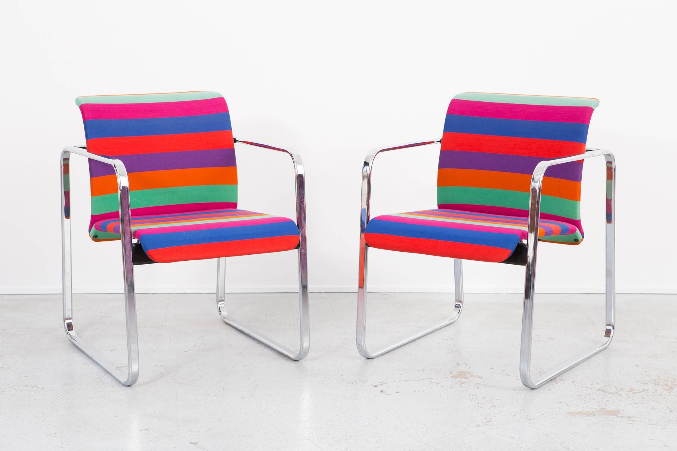 Mid-20th Century Chromatic and Vibrant Conference or Dining Chair Set in Alexander Girard Fabric