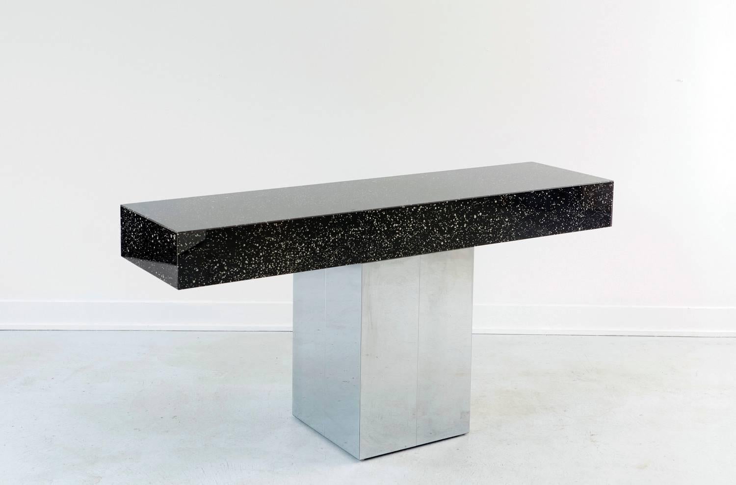 Milo Baughman sofa console table. Laminate table for an entry way or for use behind a sofa.